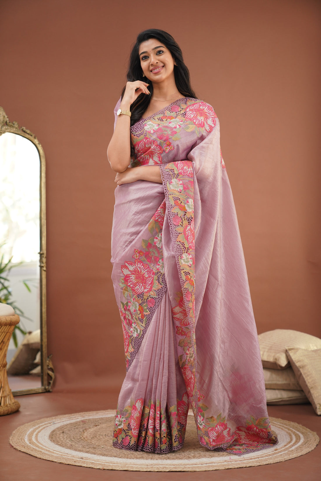 Nakshatra Crushed Tissue Saree - Lavender