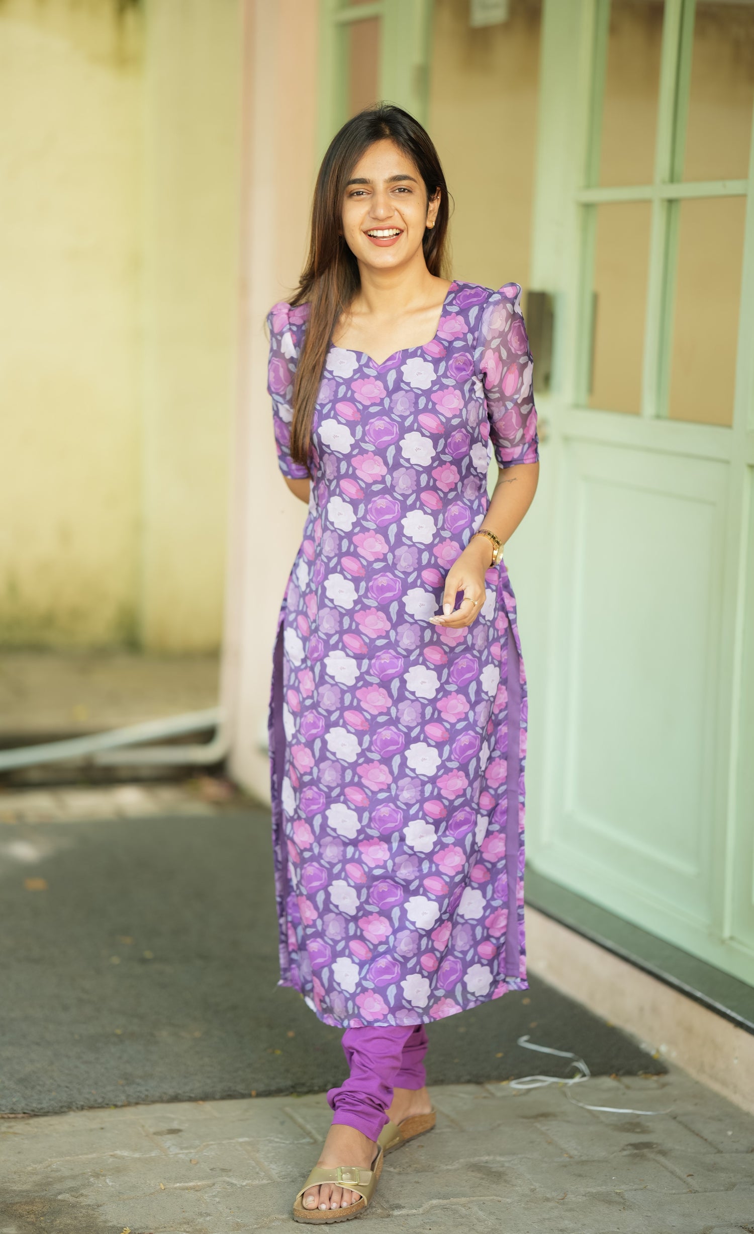 Priyo Organza Kurti - Purple