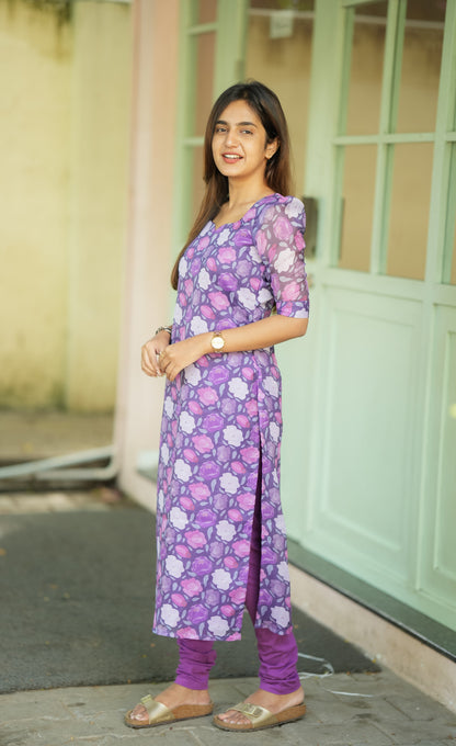 Priyo Organza Kurti - Purple