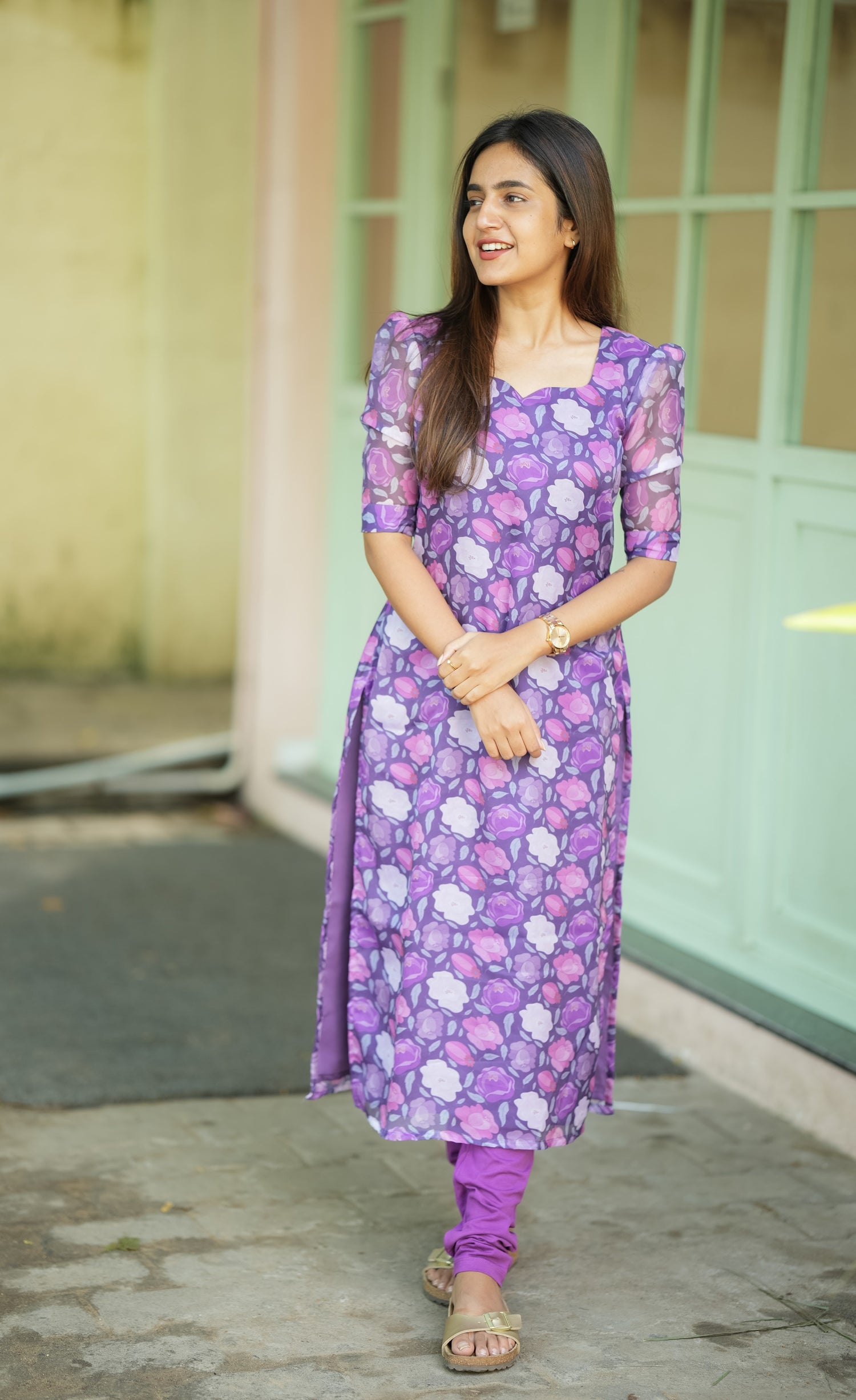 Priyo Organza Kurti - Purple