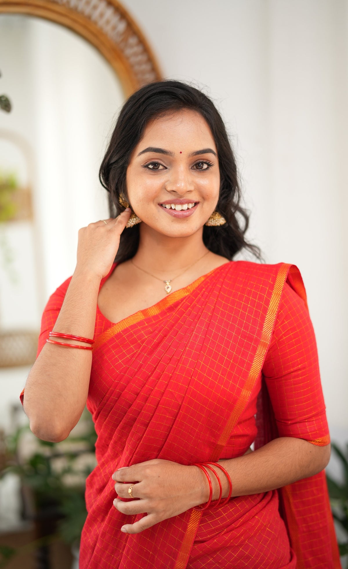 Saaral Purple with Red Half &amp; Half Sungudi Saree
