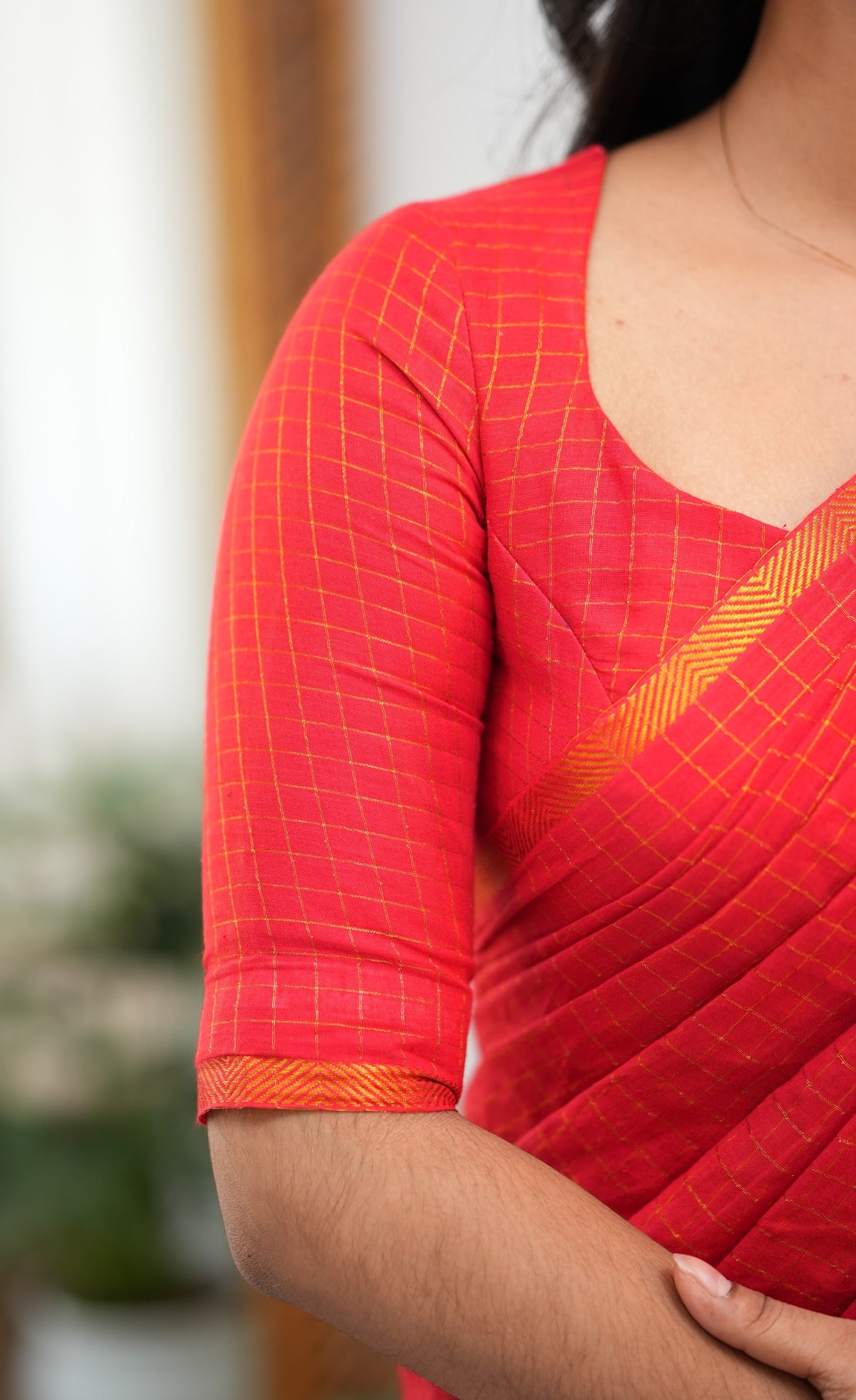 Saaral Purple with Red Half &amp; Half Sungudi Saree