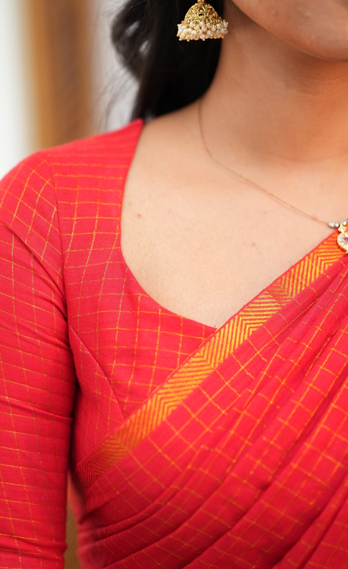 Saaral Purple with Red Half &amp; Half Sungudi Saree