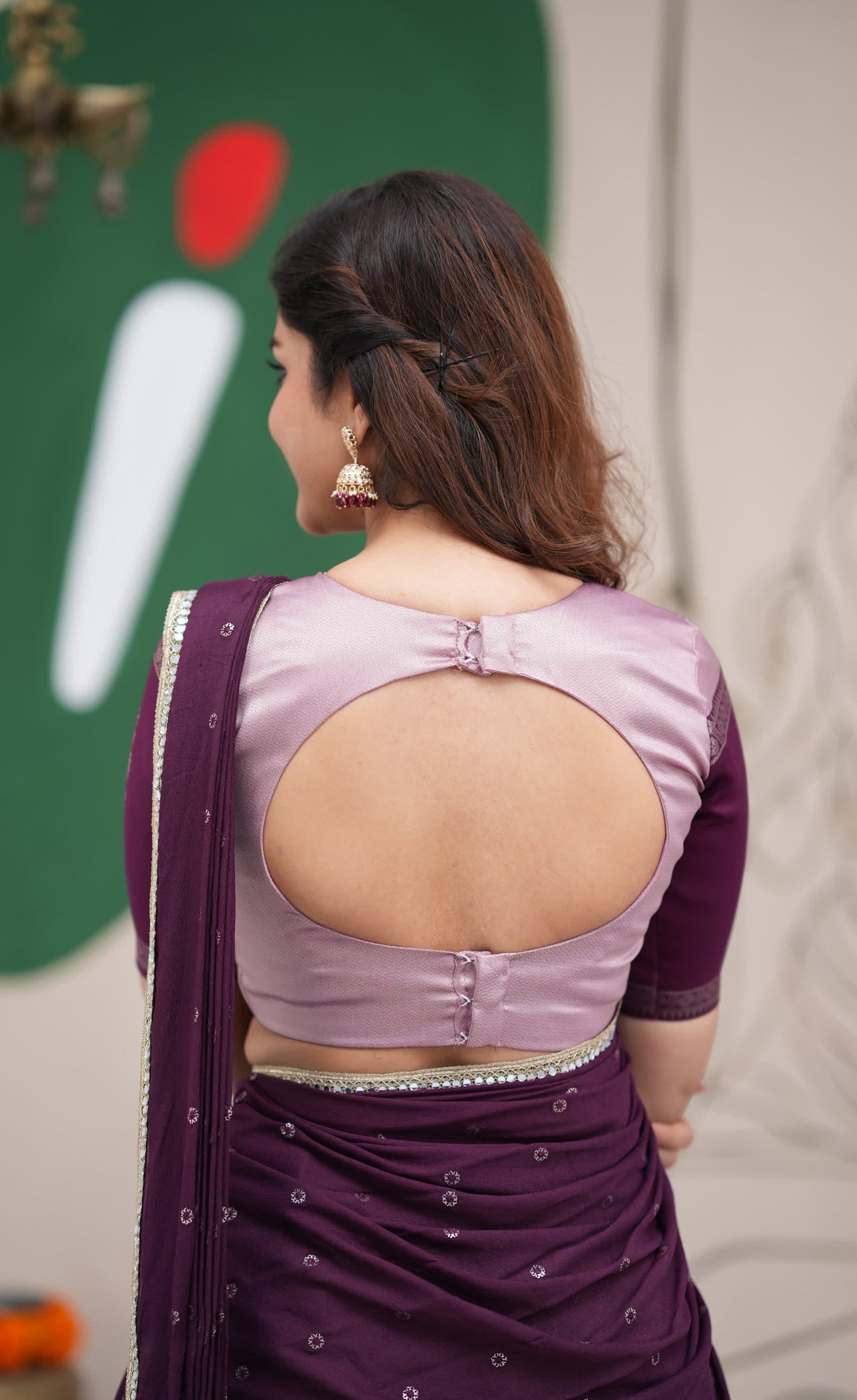 Padmakshi Lavender and Dark Purplish Wine Blended Silk Halfsaree