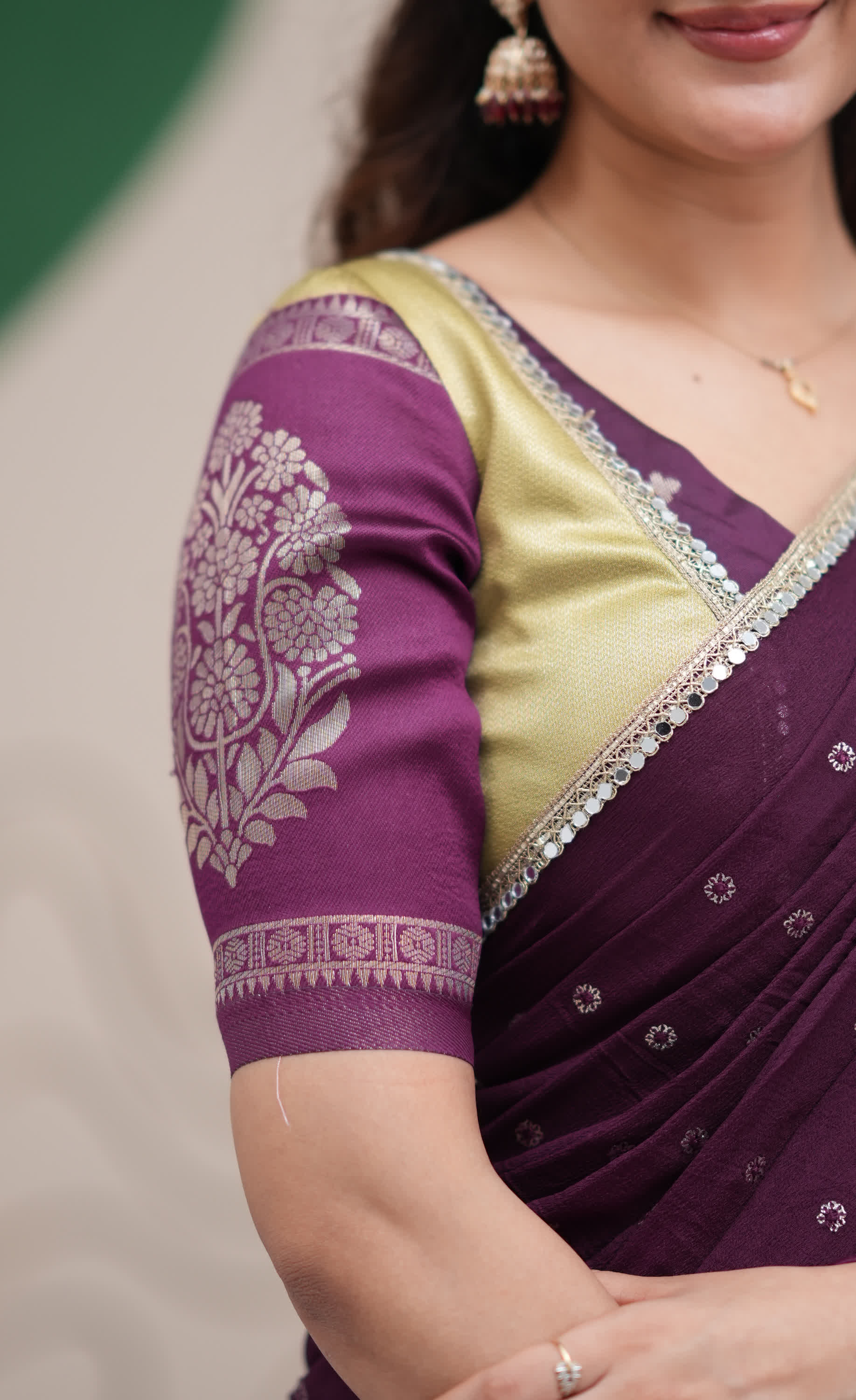 Padmakshi Pastel Yellow and Dark Purplish Wine Blended Silk Halfsaree