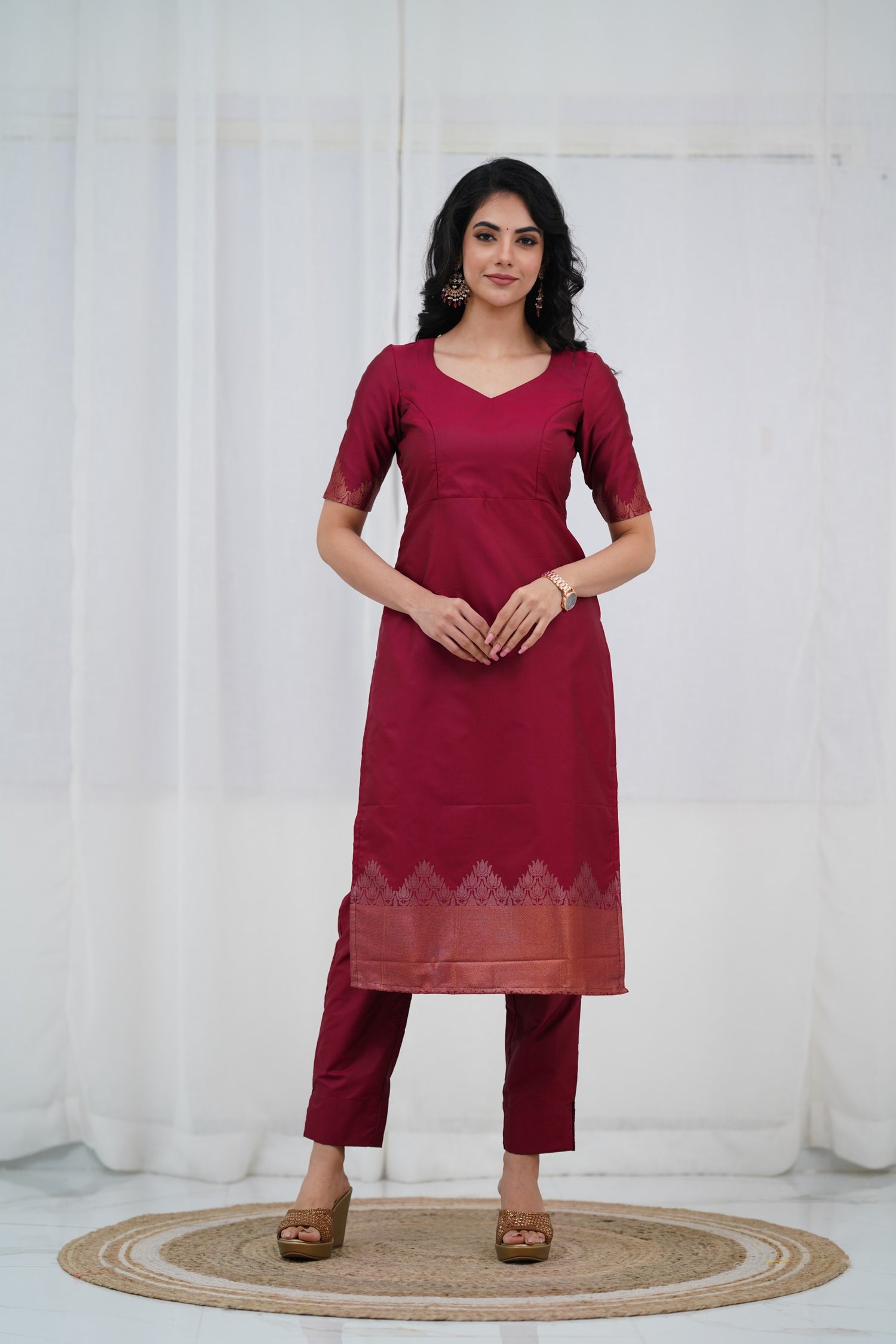 Sanvi Blended Silk Salwar - Maroon