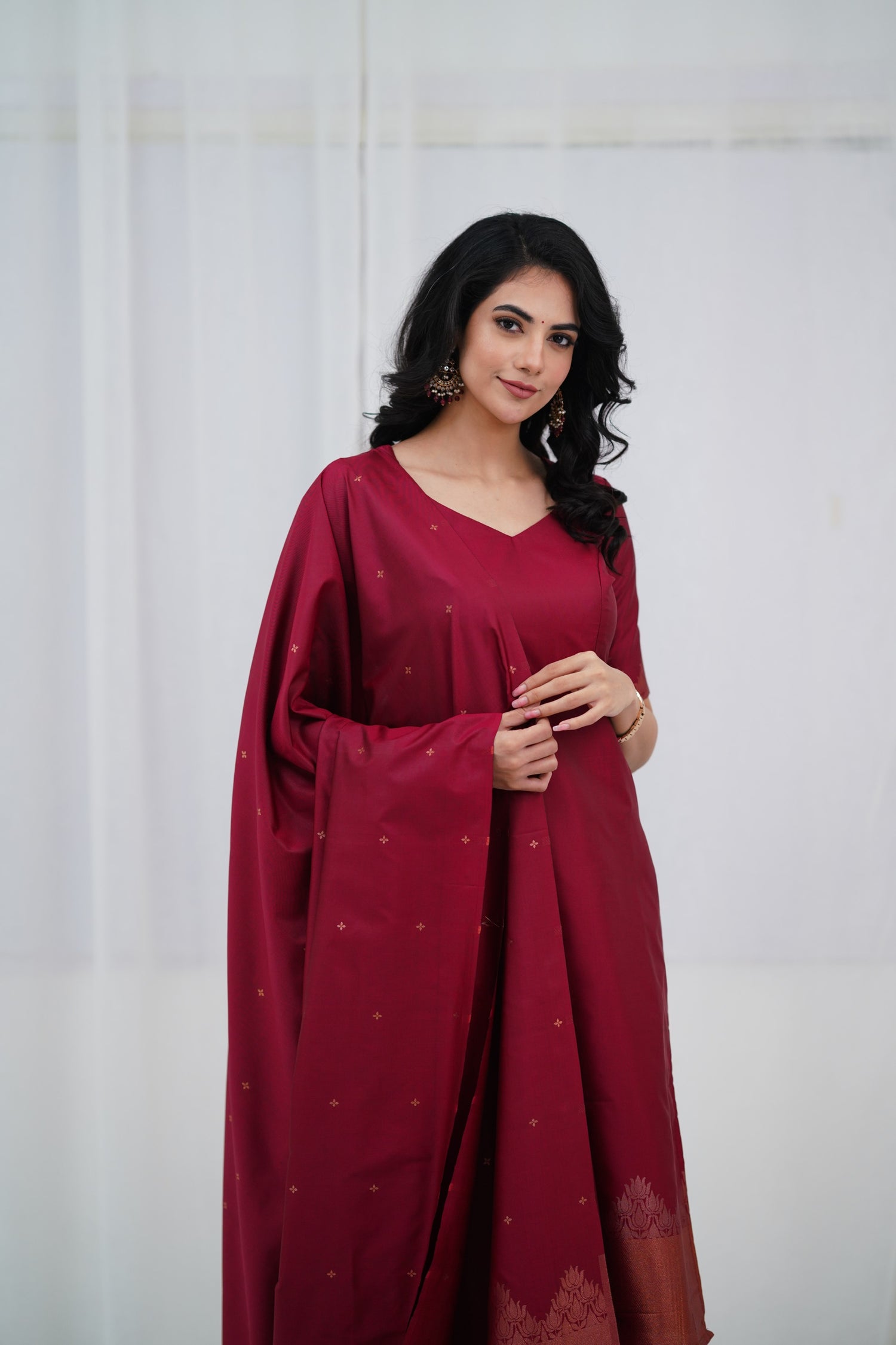 Sanvi Blended Silk Salwar - Maroon