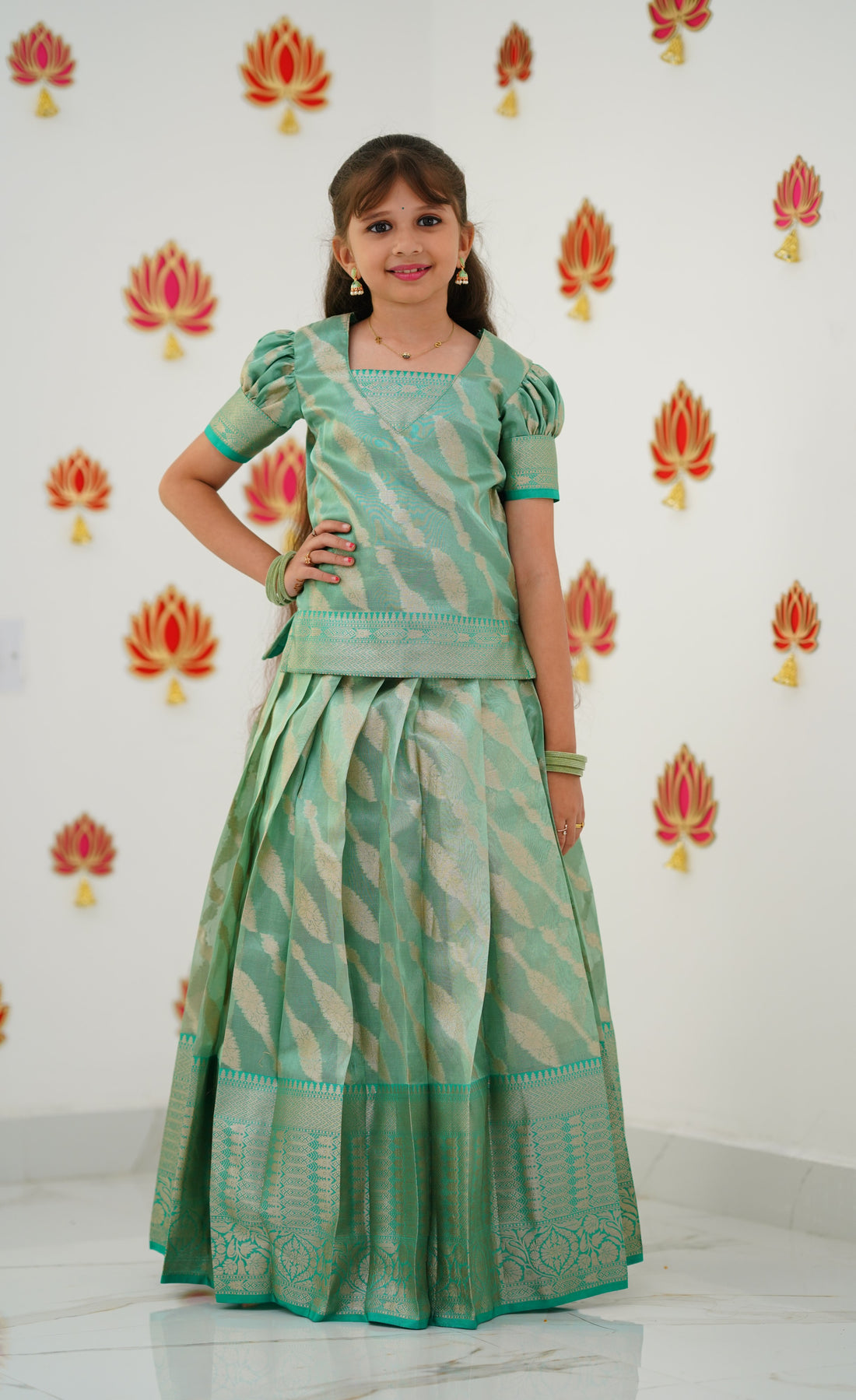 Organza Pavadai Sattai - Teal