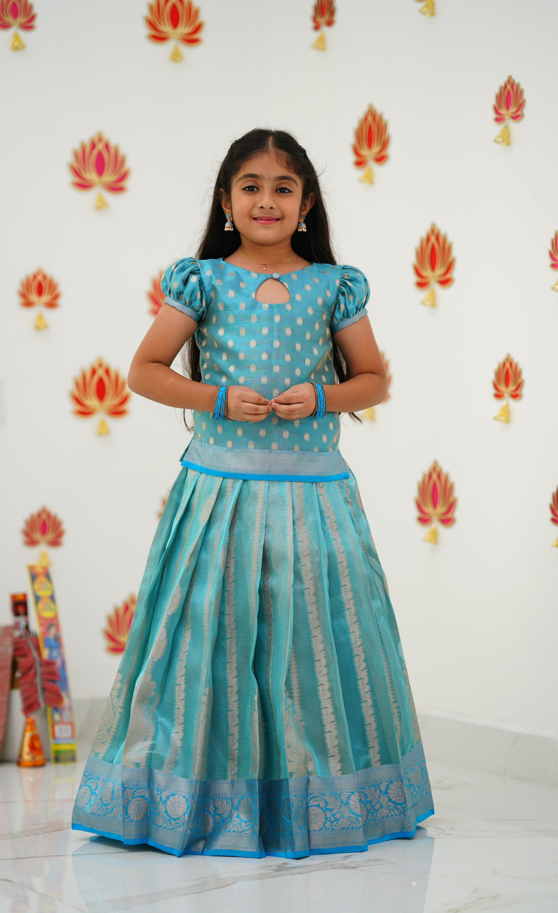 Organza Pavadai Sattai - Light Blue and Sky Blue