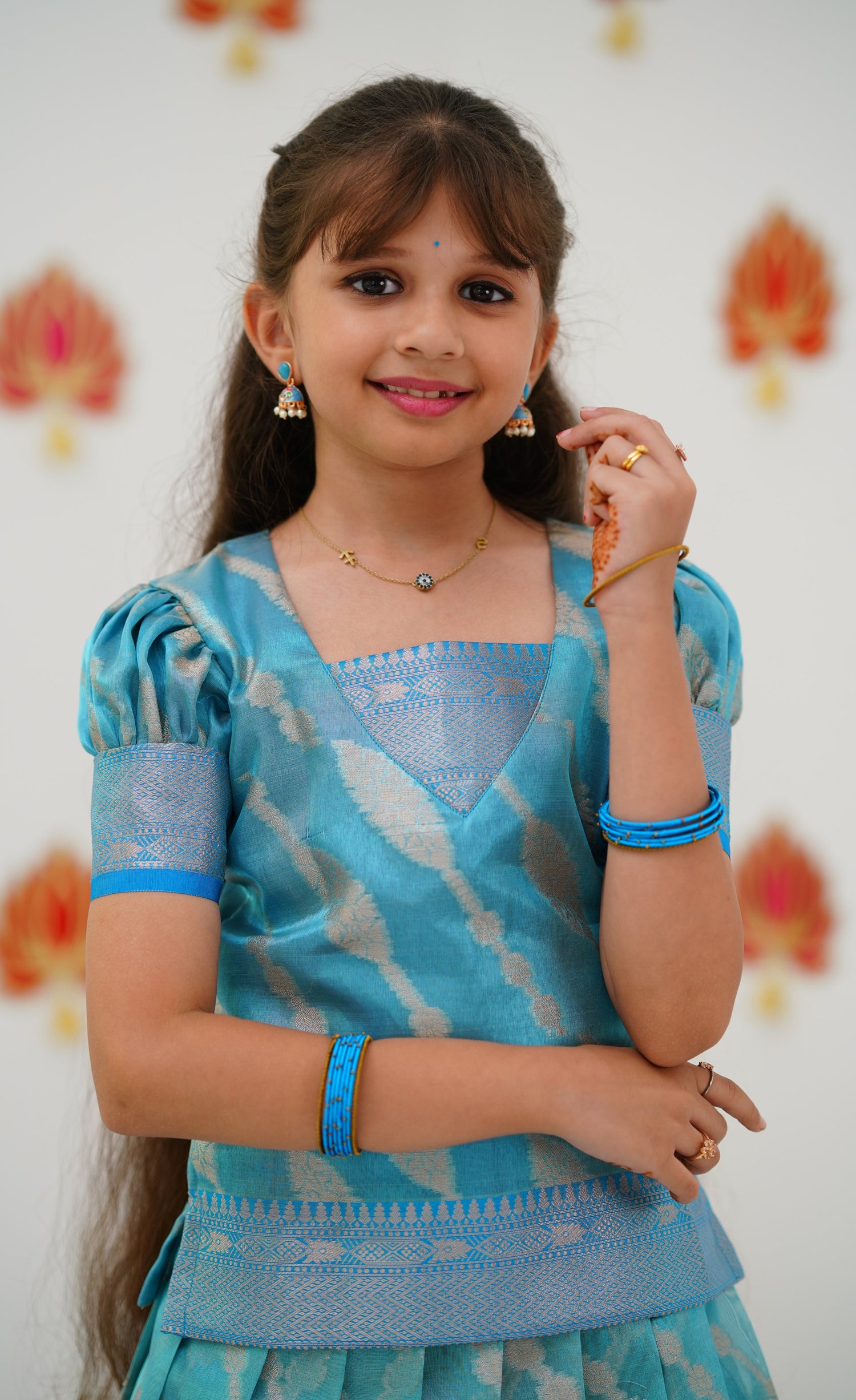 Organza Pavadai Sattai - Light Blue and Sky Blue