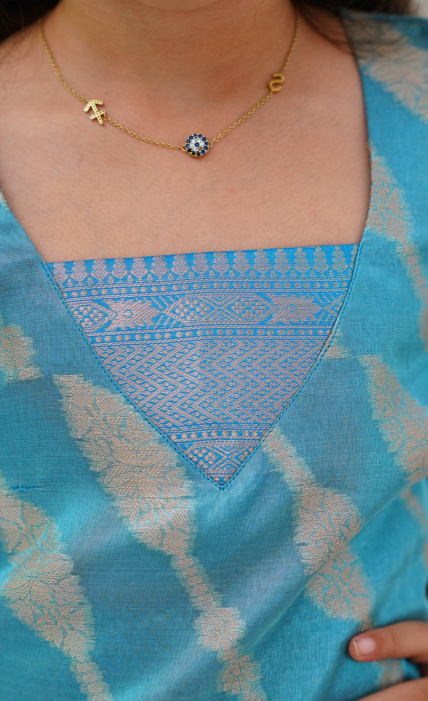 Organza Pavadai Sattai - Light Blue and Sky Blue