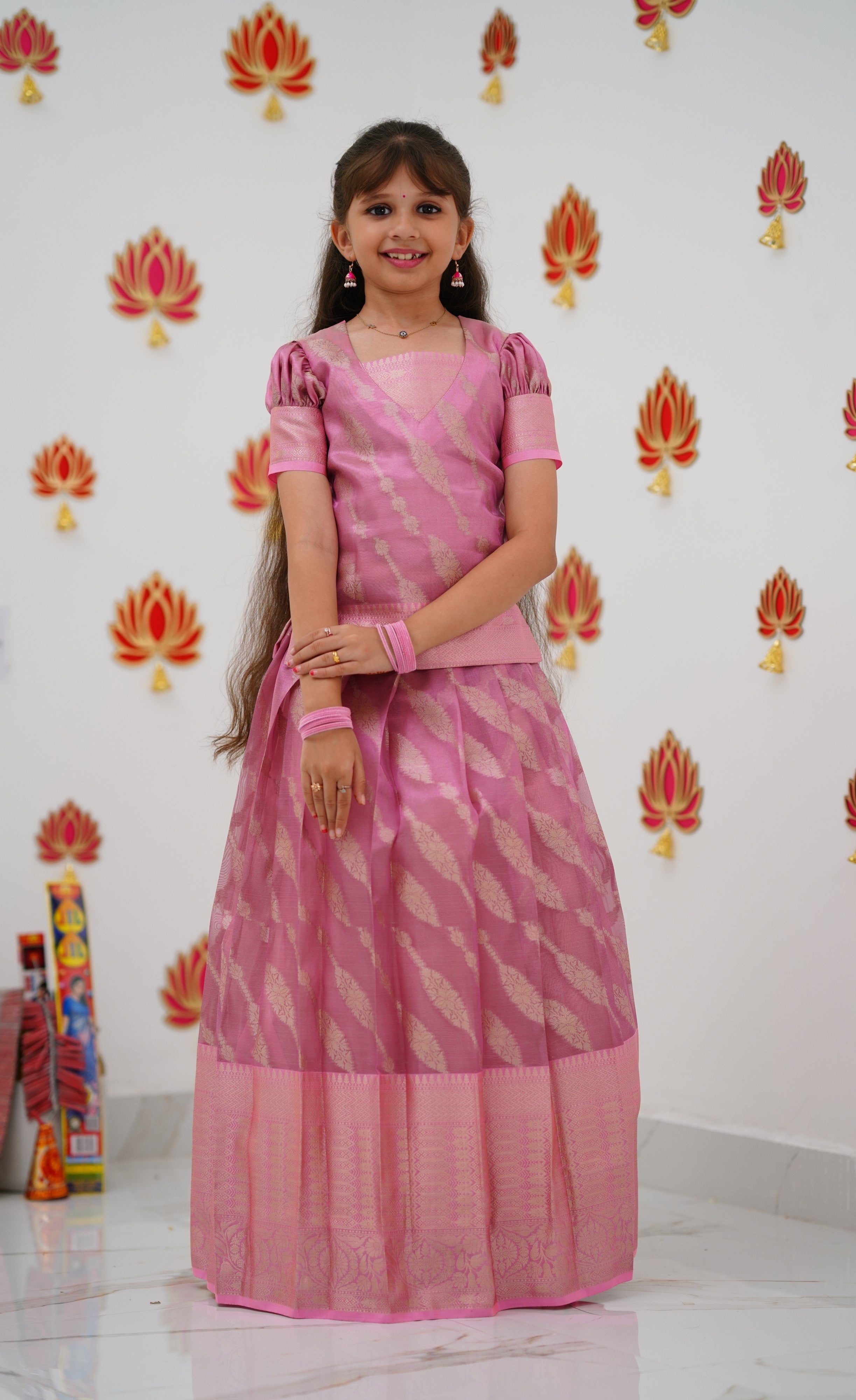 Organza Pavadai Sattai - Pink and Baby Pink