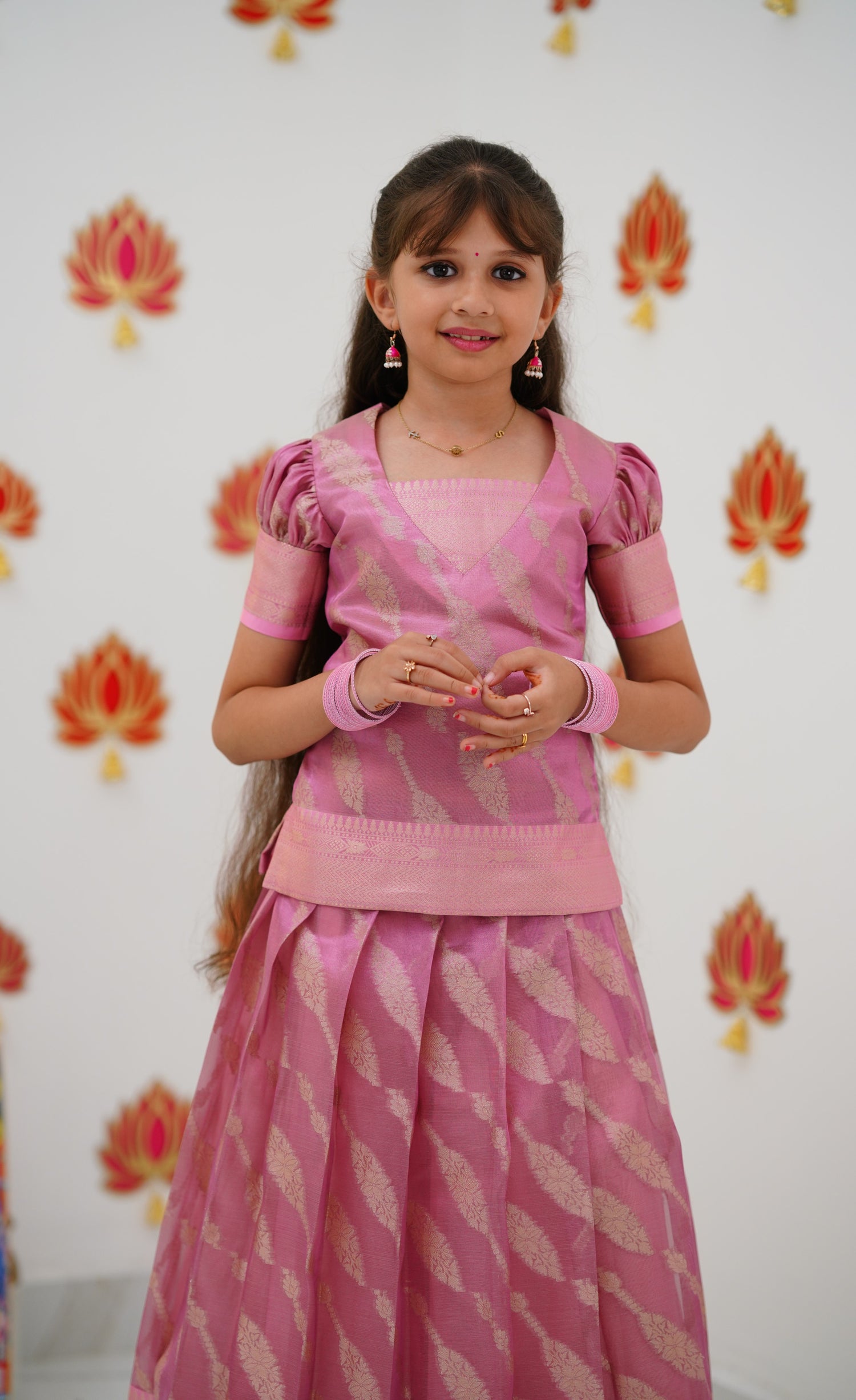 Organza Pavadai Sattai - Pink and Baby Pink