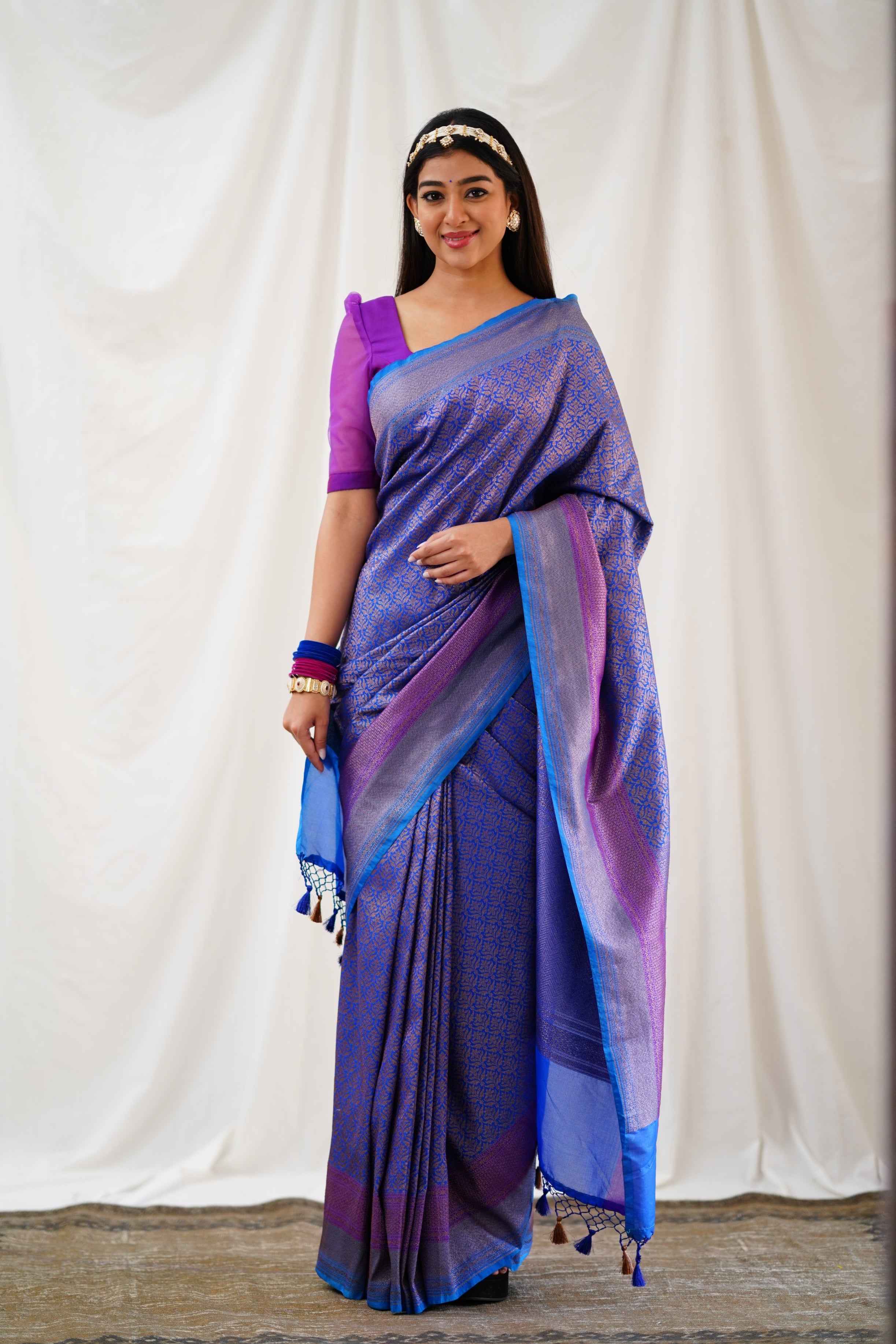 Antara Banarassi Silk Saree - Royal Blue