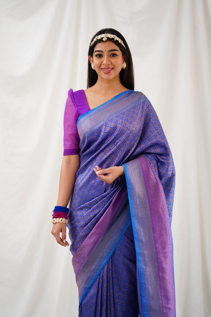 Antara Banarassi Silk Saree - Royal Blue