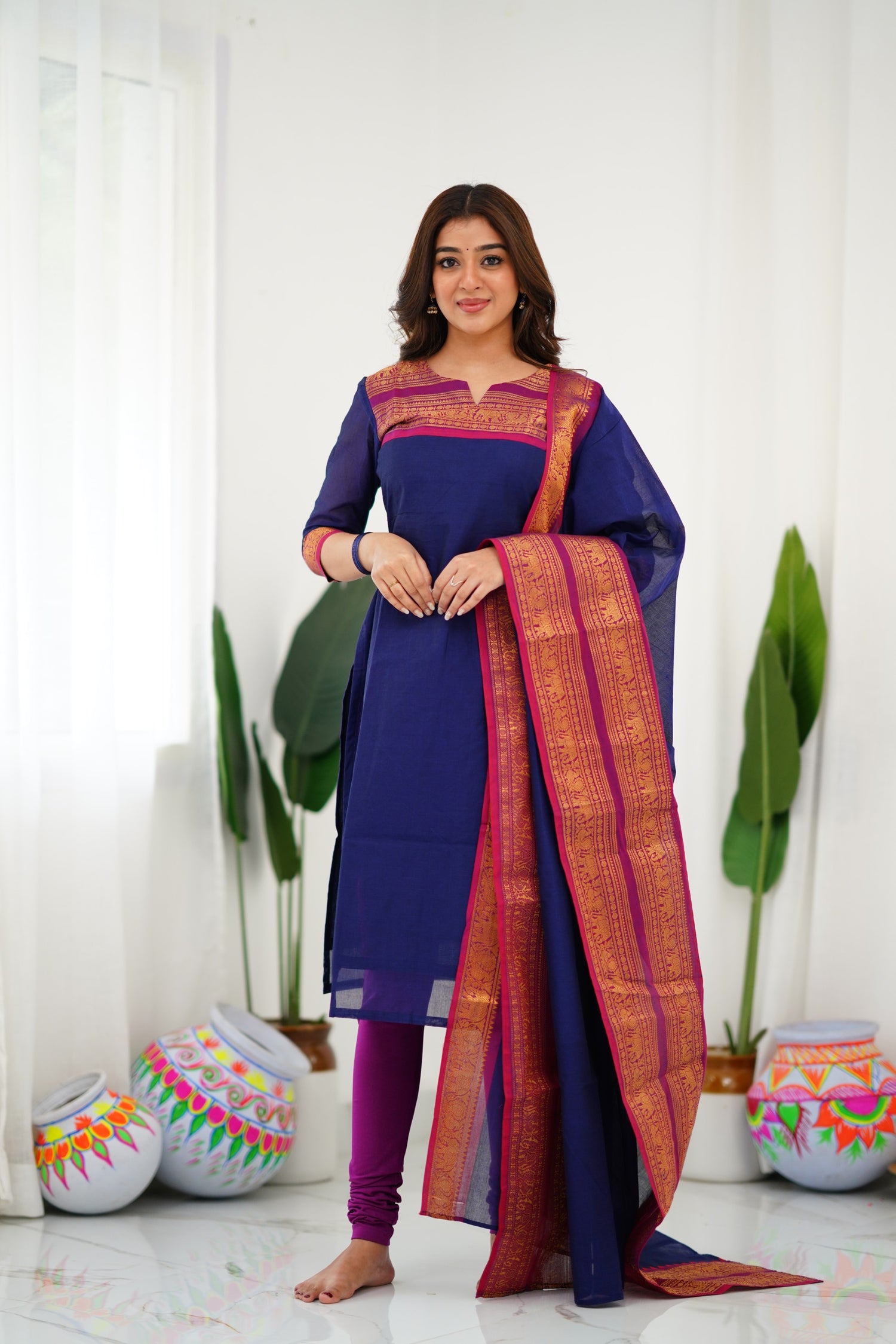 Meera Cotton Salwar - Navy Blue