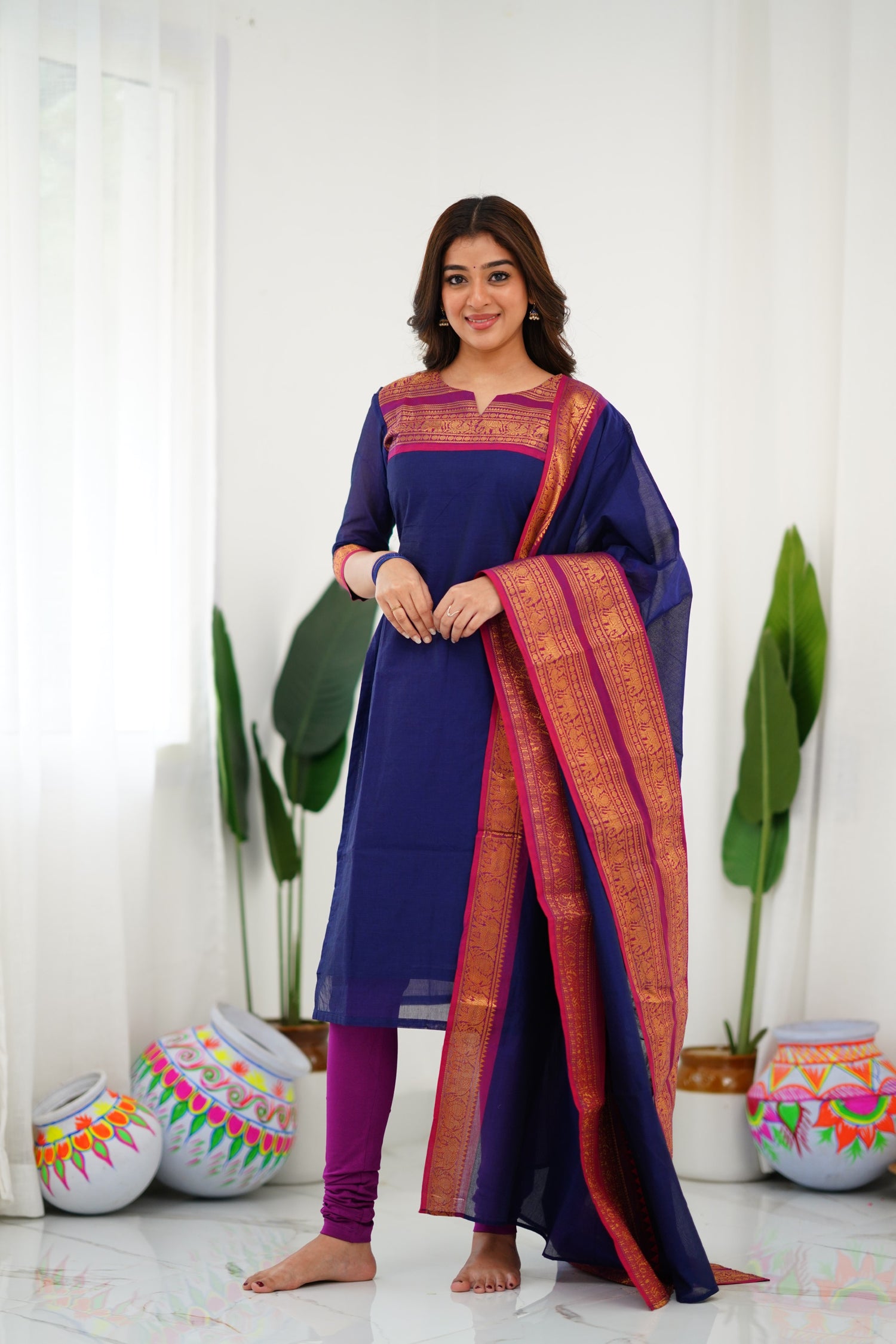 Meera Cotton Salwar - Navy Blue