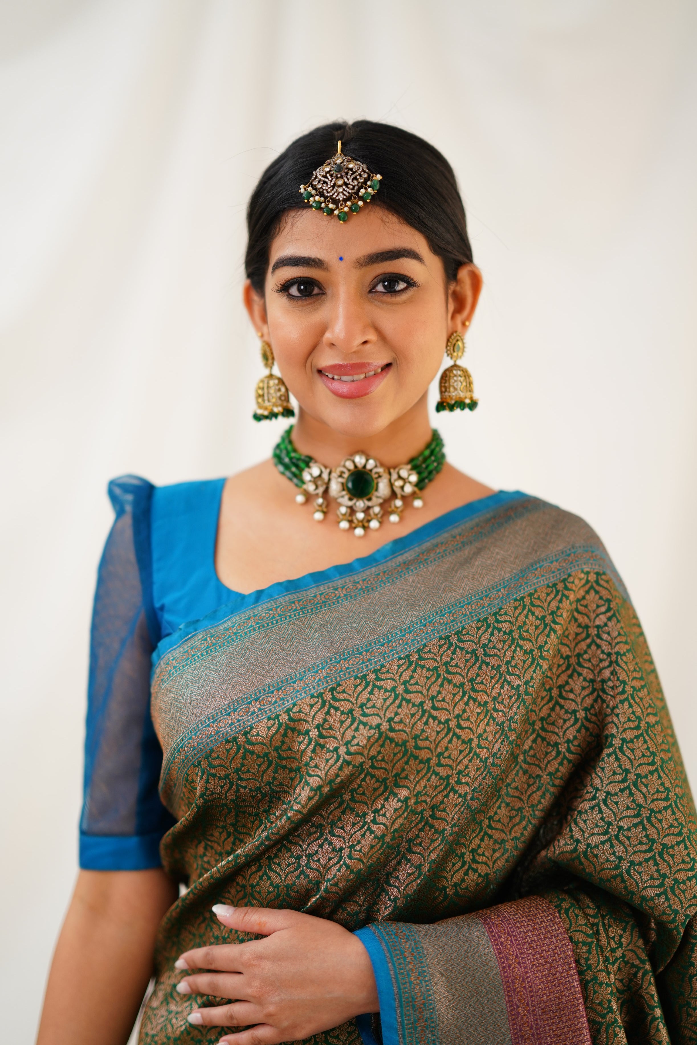 Antara Banarassi Silk Saree - Dark Green