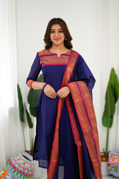 Meera Cotton Salwar - Navy Blue