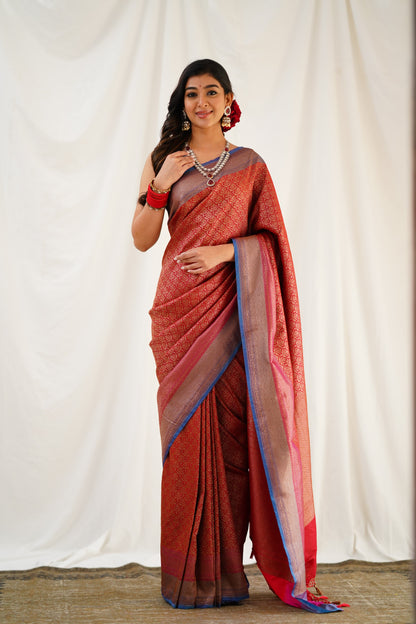 Antara Banarassi Silk Saree - Maroon