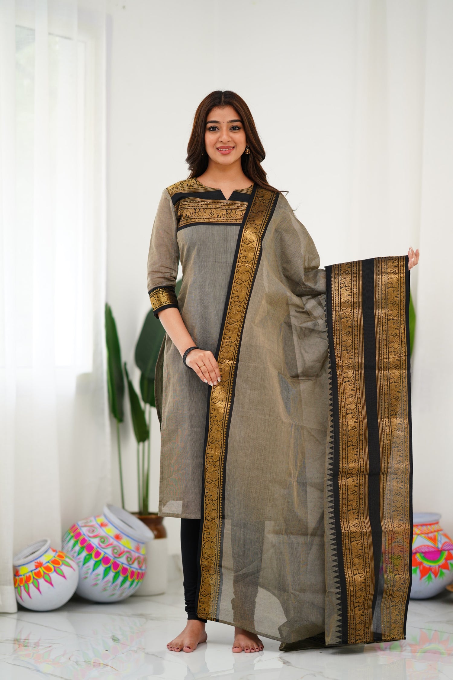 Meera Cotton Salwar - Ash