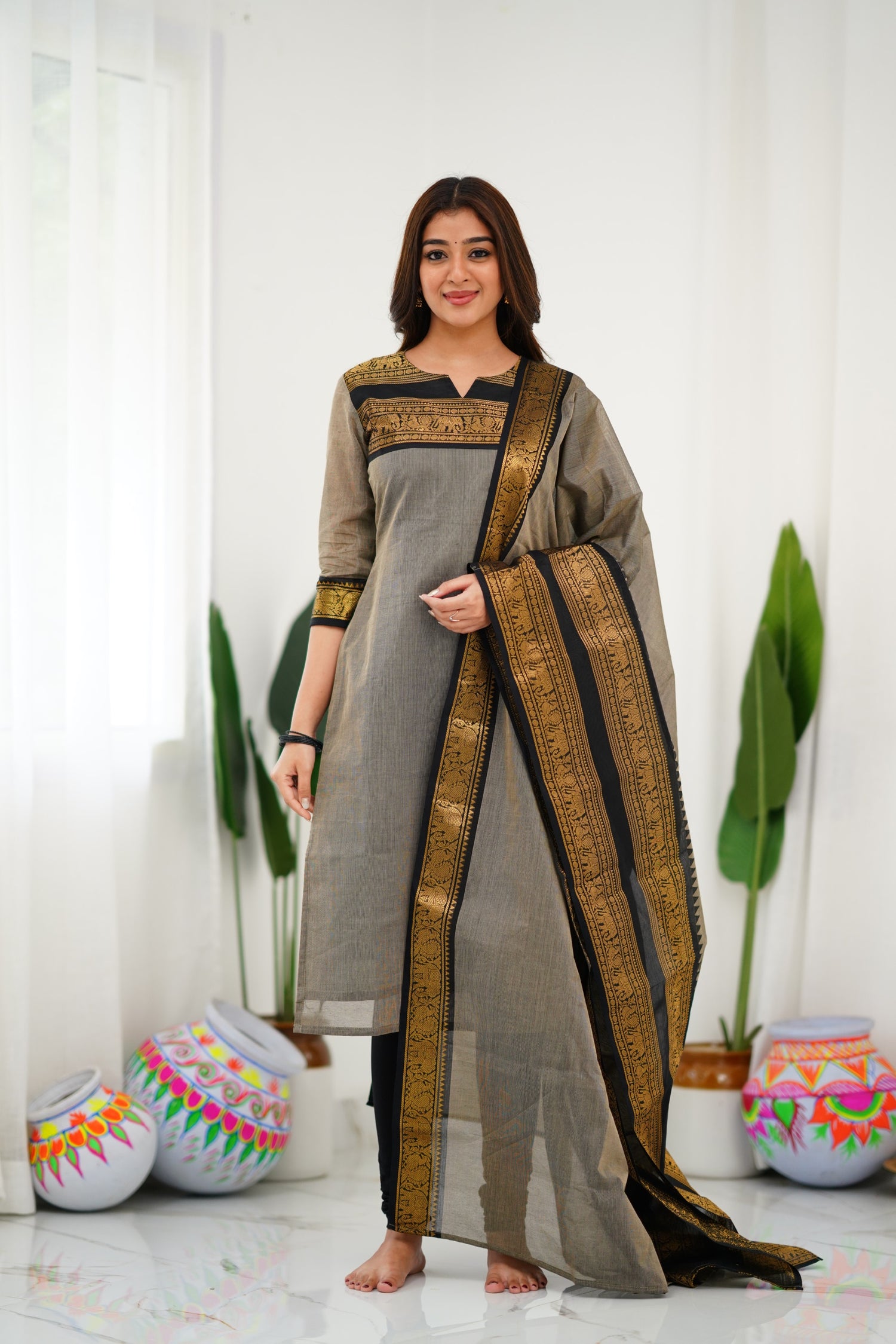 Meera Cotton Salwar - Ash