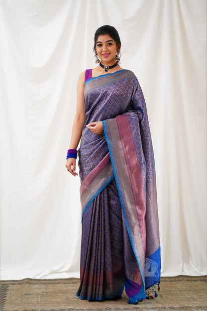 Antara Banarassi Silk Saree - Dark Blue