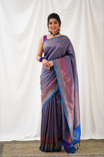 Antara Banarassi Silk Saree - Dark Blue