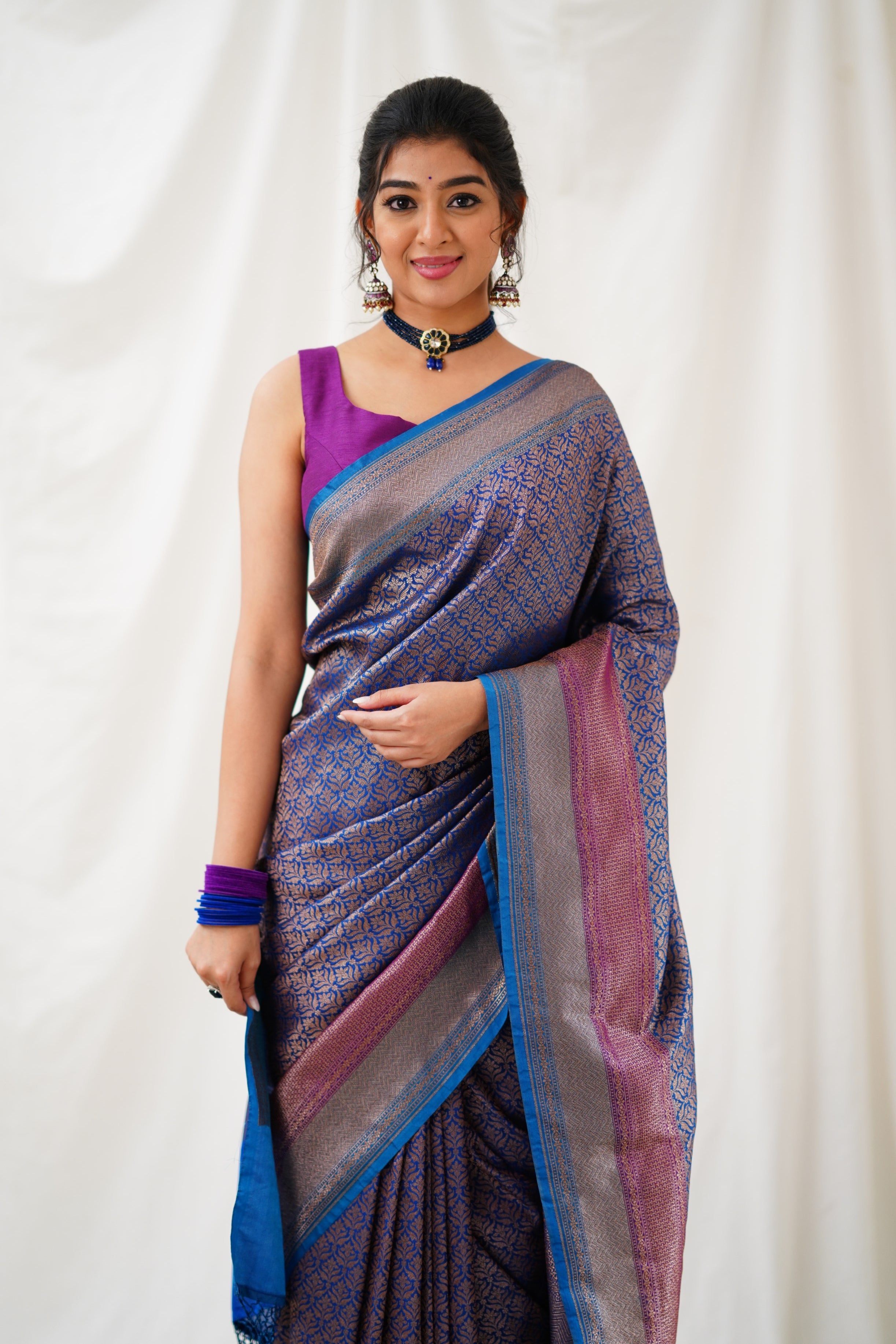 Antara Banarassi Silk Saree - Dark Blue