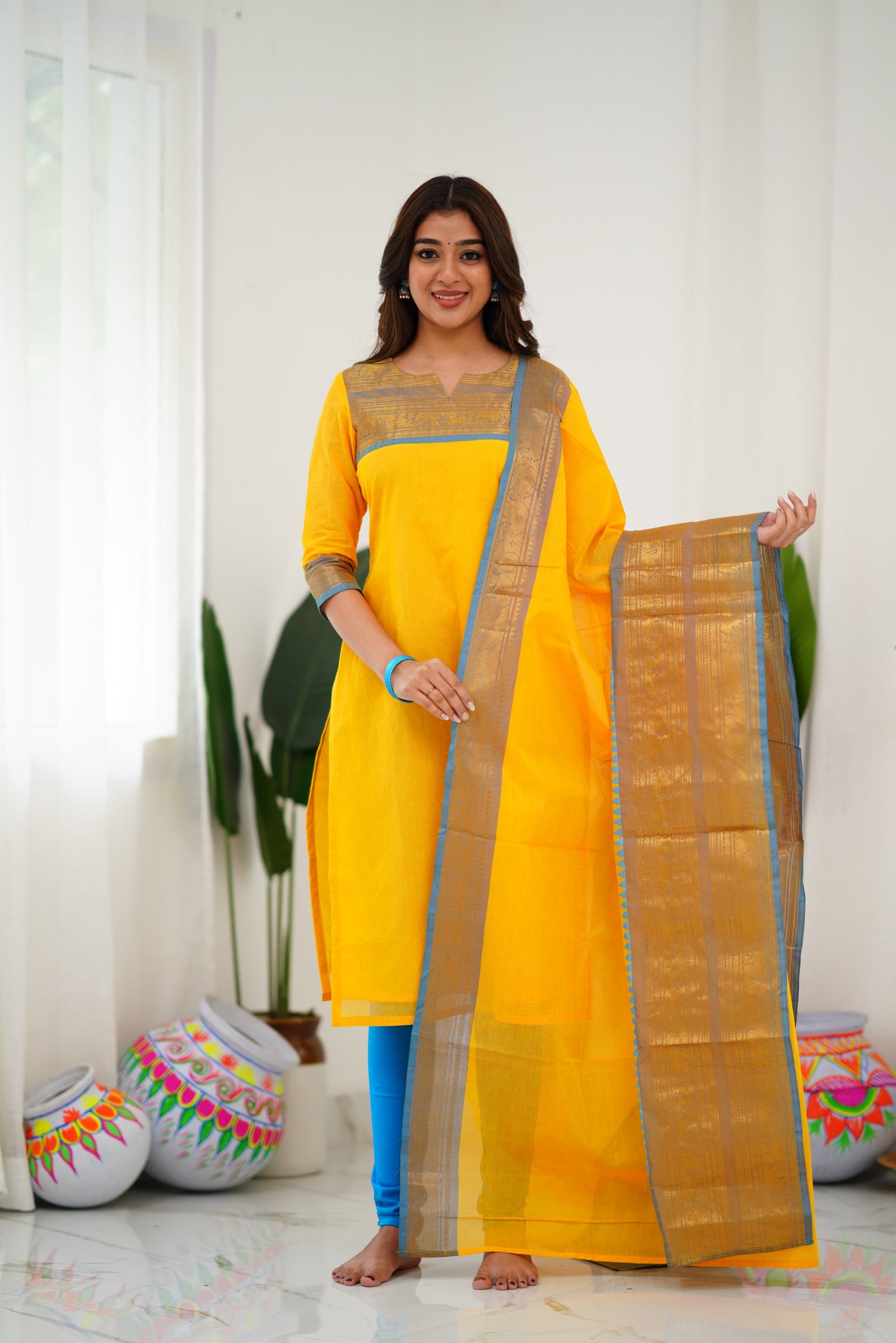 Meera Cotton Salwar - Yellow