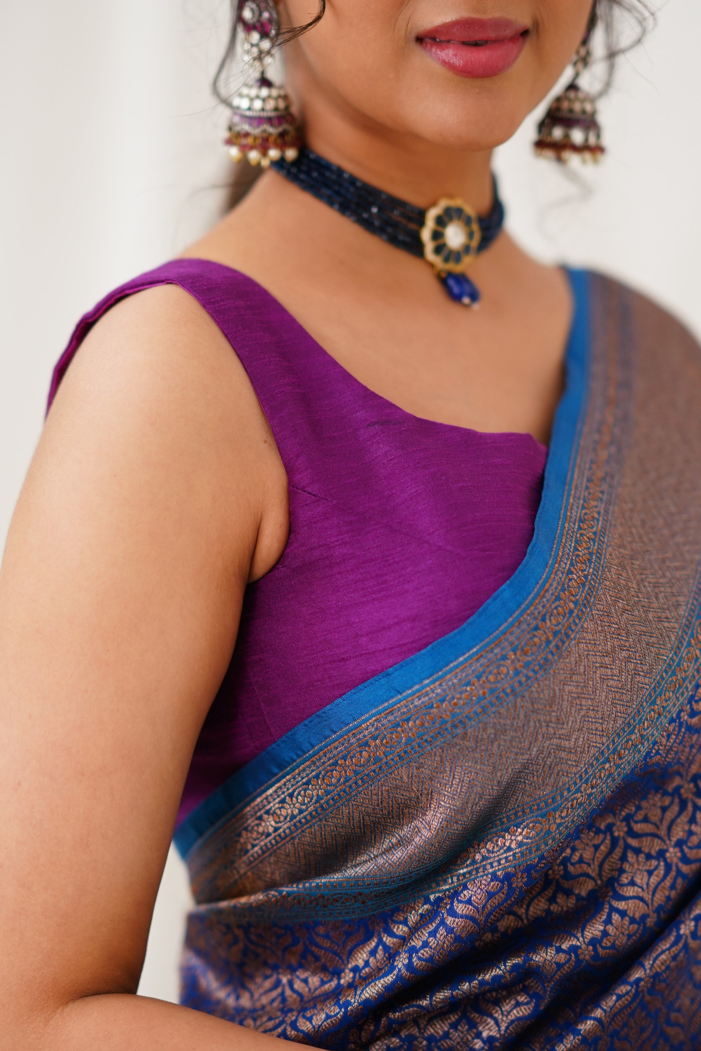 Antara Banarassi Silk Saree - Dark Blue