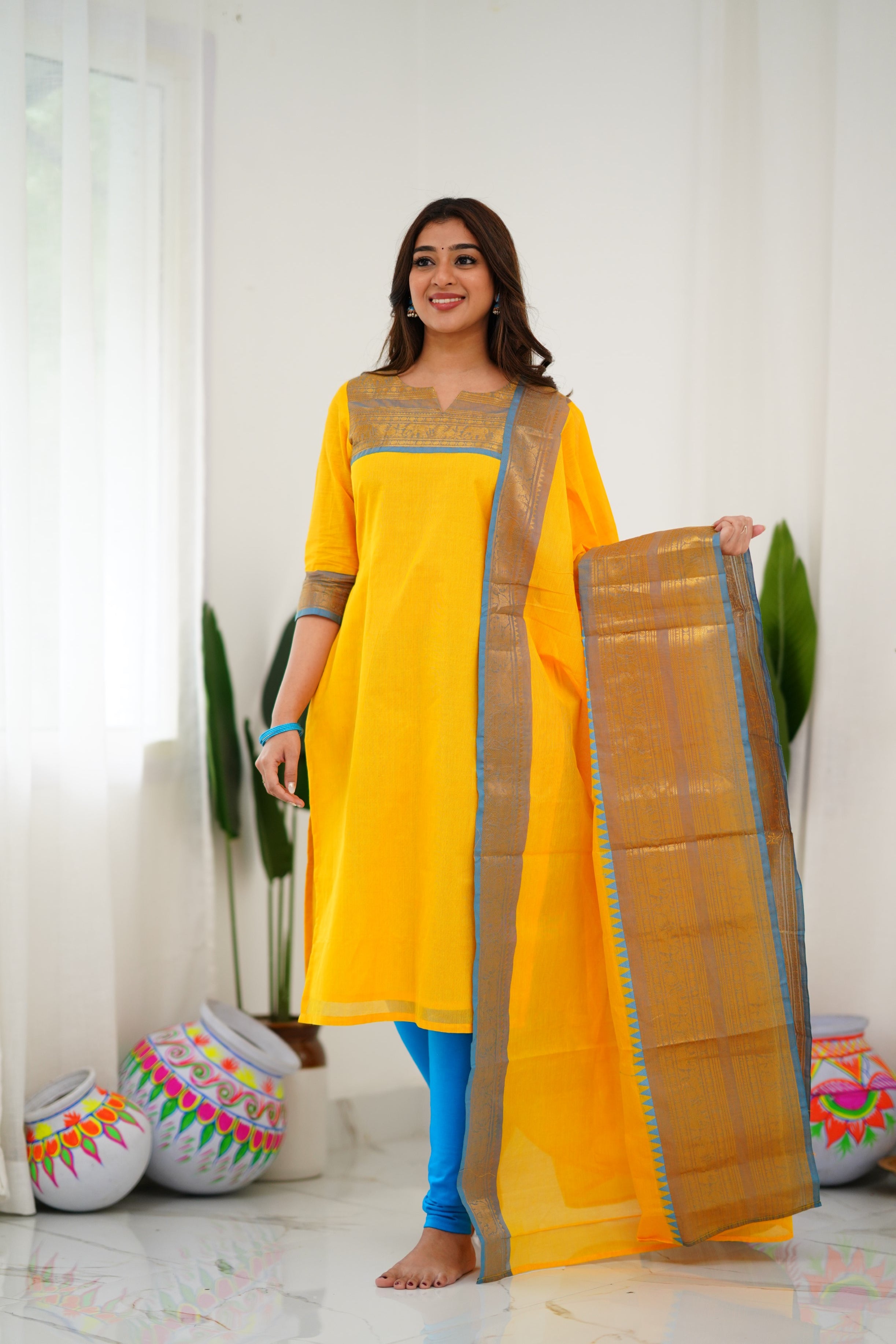 Meera Cotton Salwar - Yellow