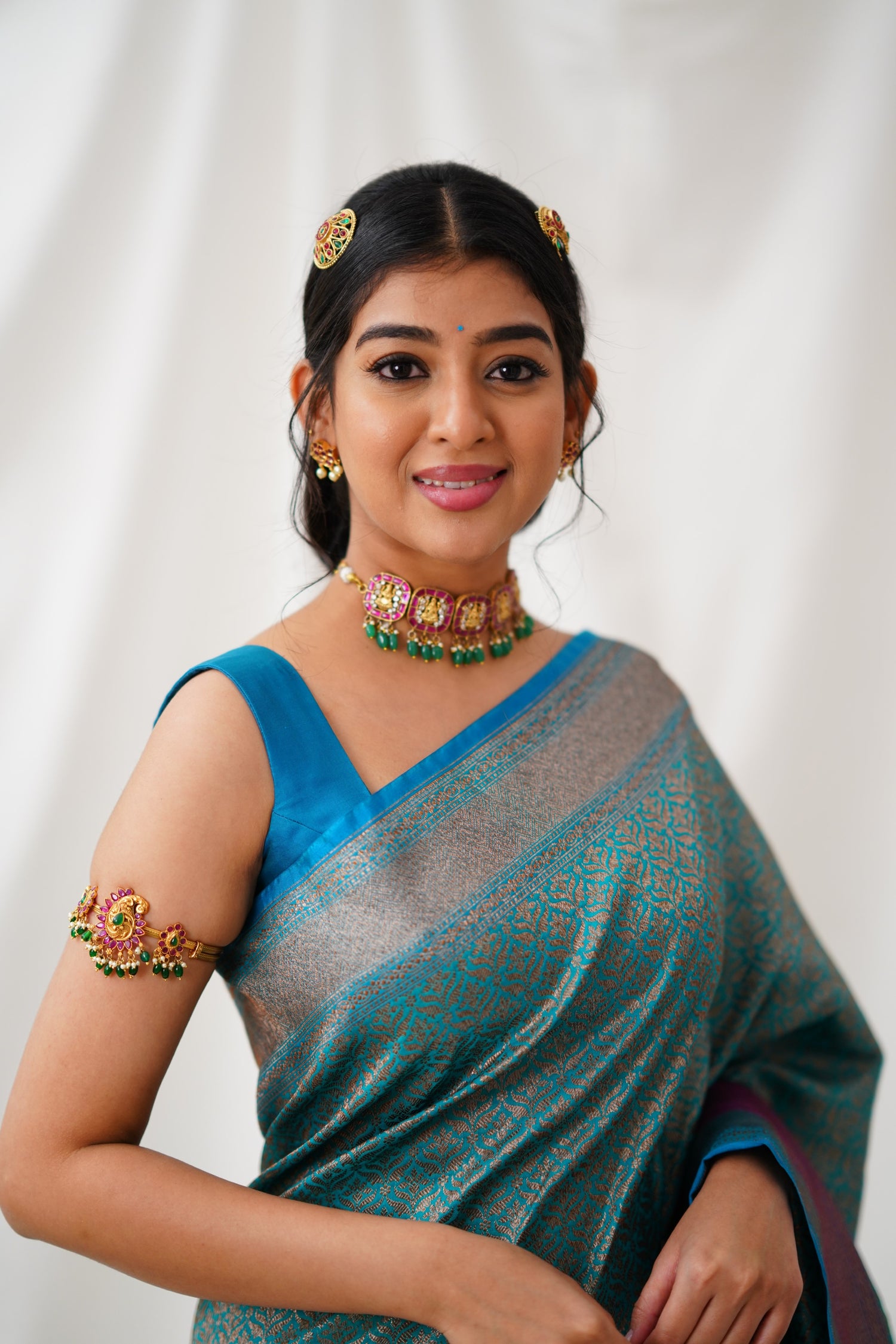 Antara Banarassi Silk Saree - Teal Blue