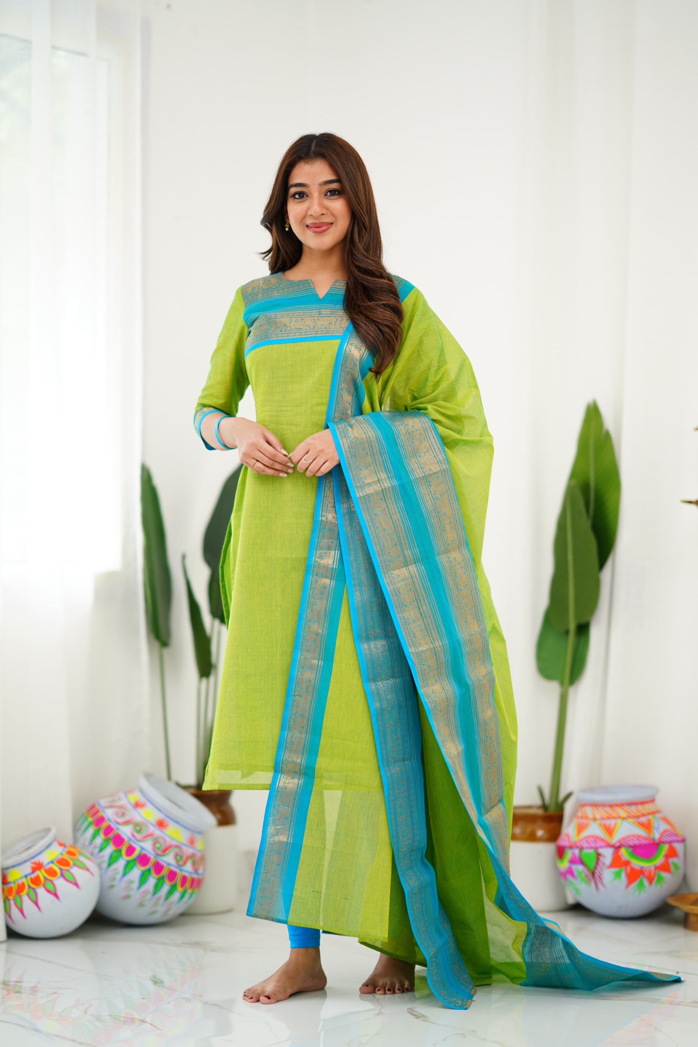 Meera Cotton Salwar - Light Green