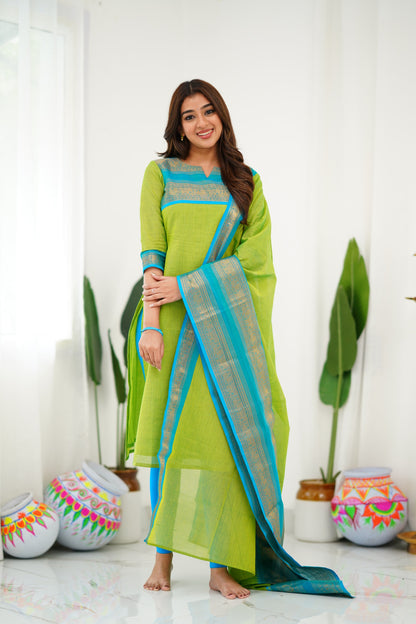 Meera Cotton Salwar - Light Green