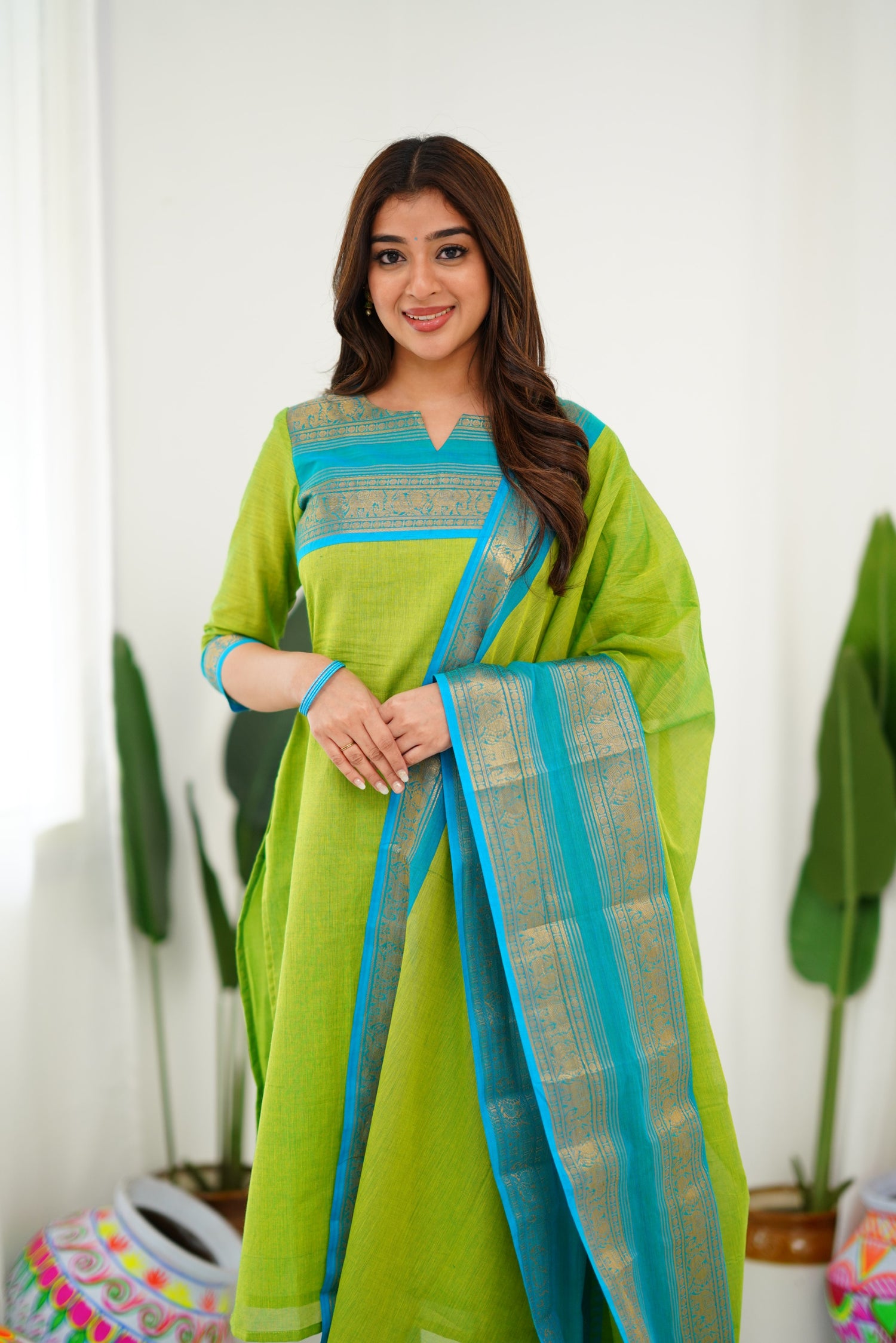 Meera Cotton Salwar - Light Green