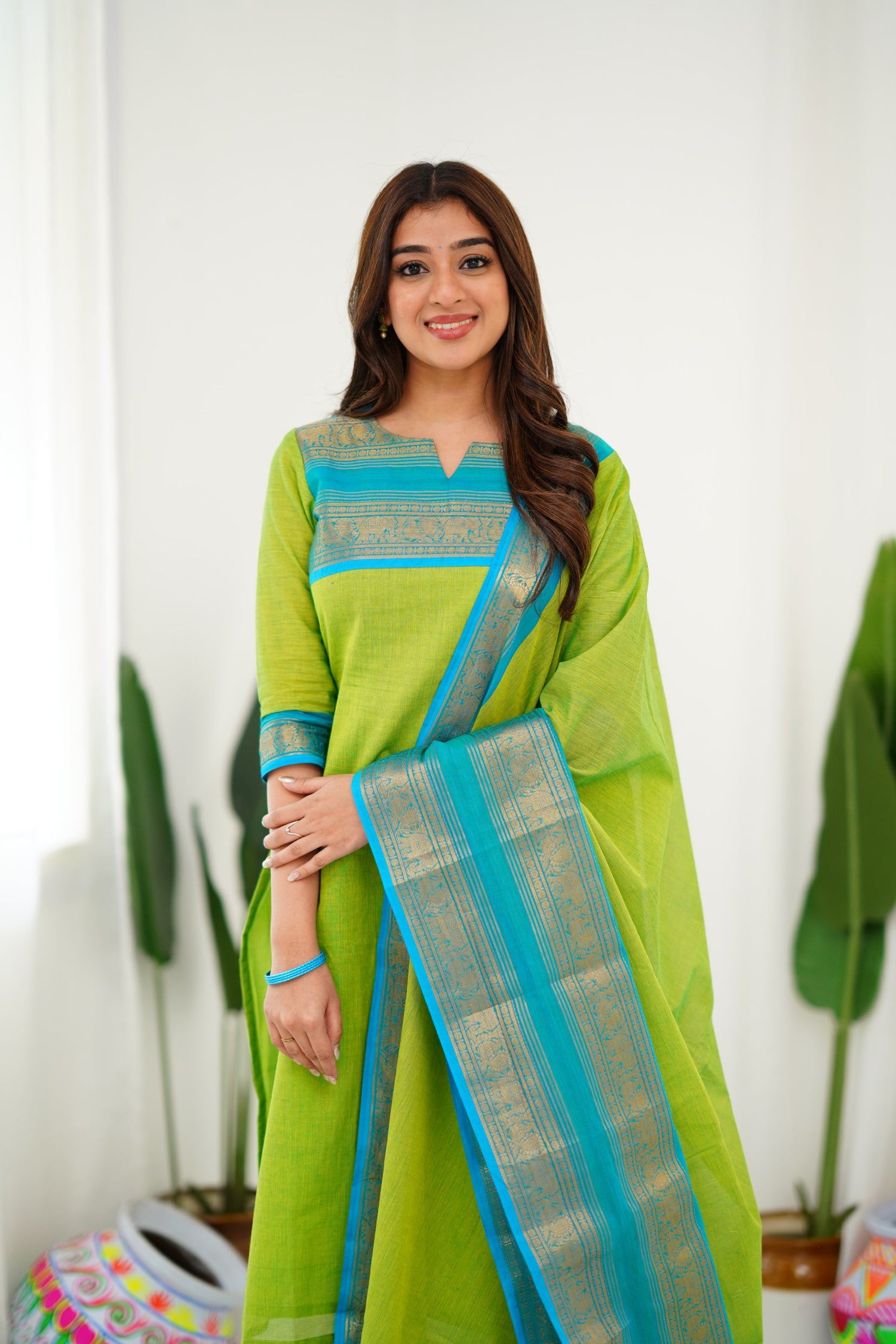 Meera Cotton Salwar - Light Green