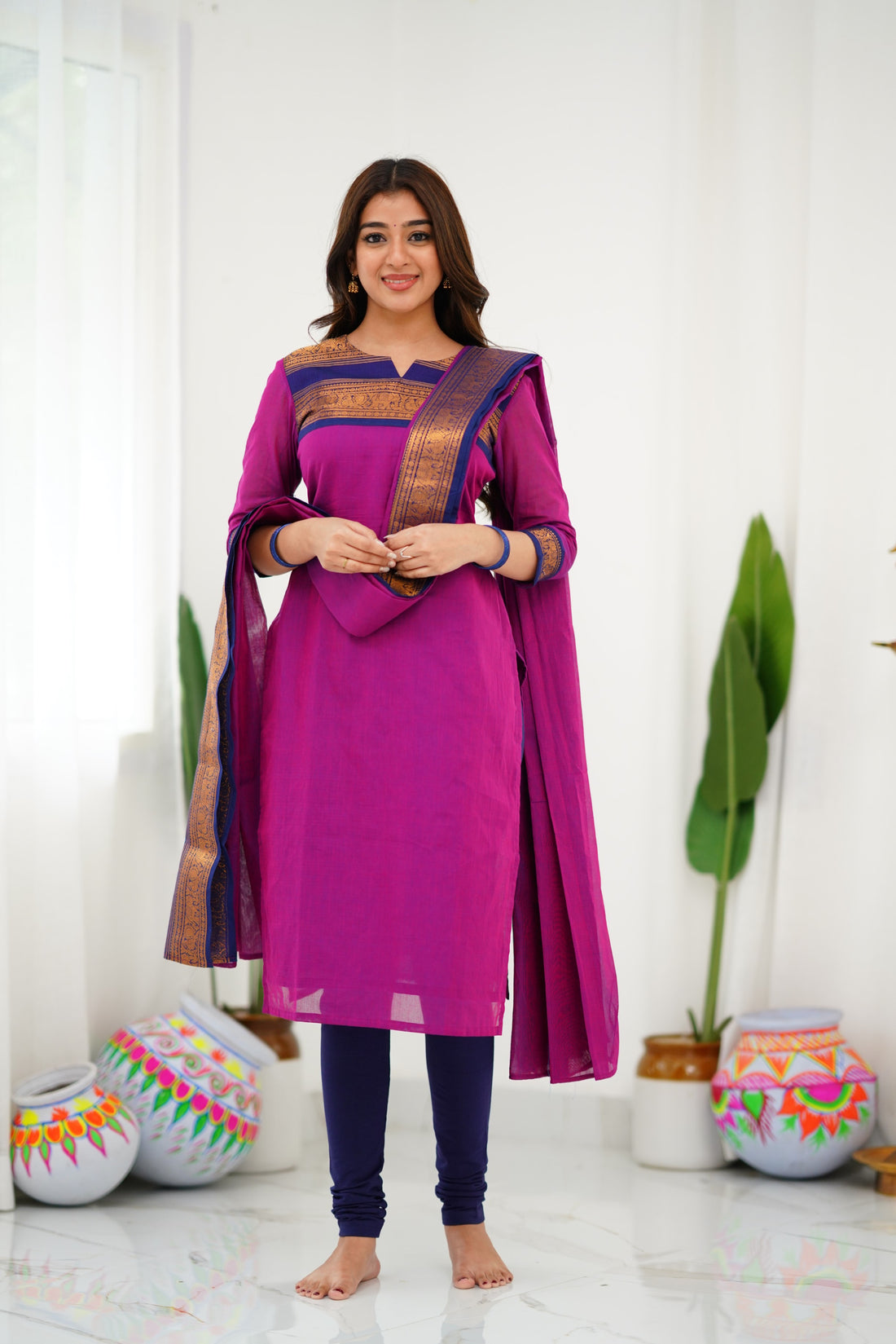 Meera Cotton Salwar - Pinkish Magenta