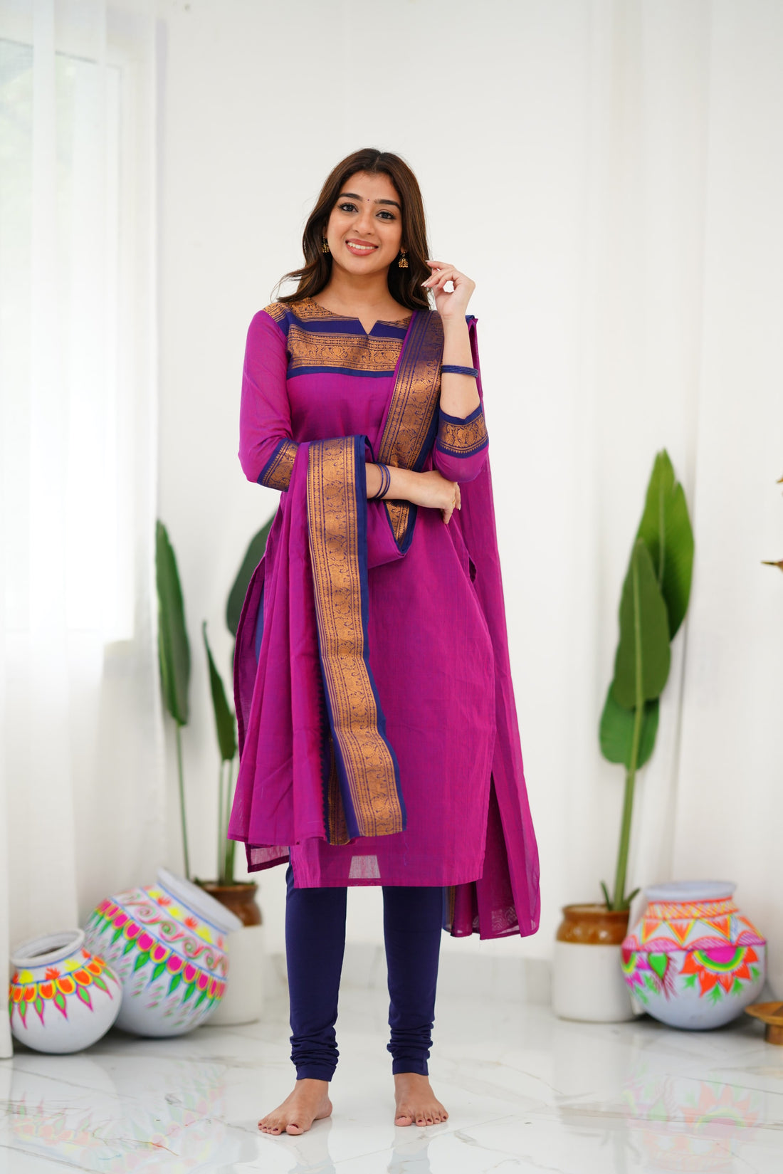 Meera Cotton Salwar - Pinkish Magenta