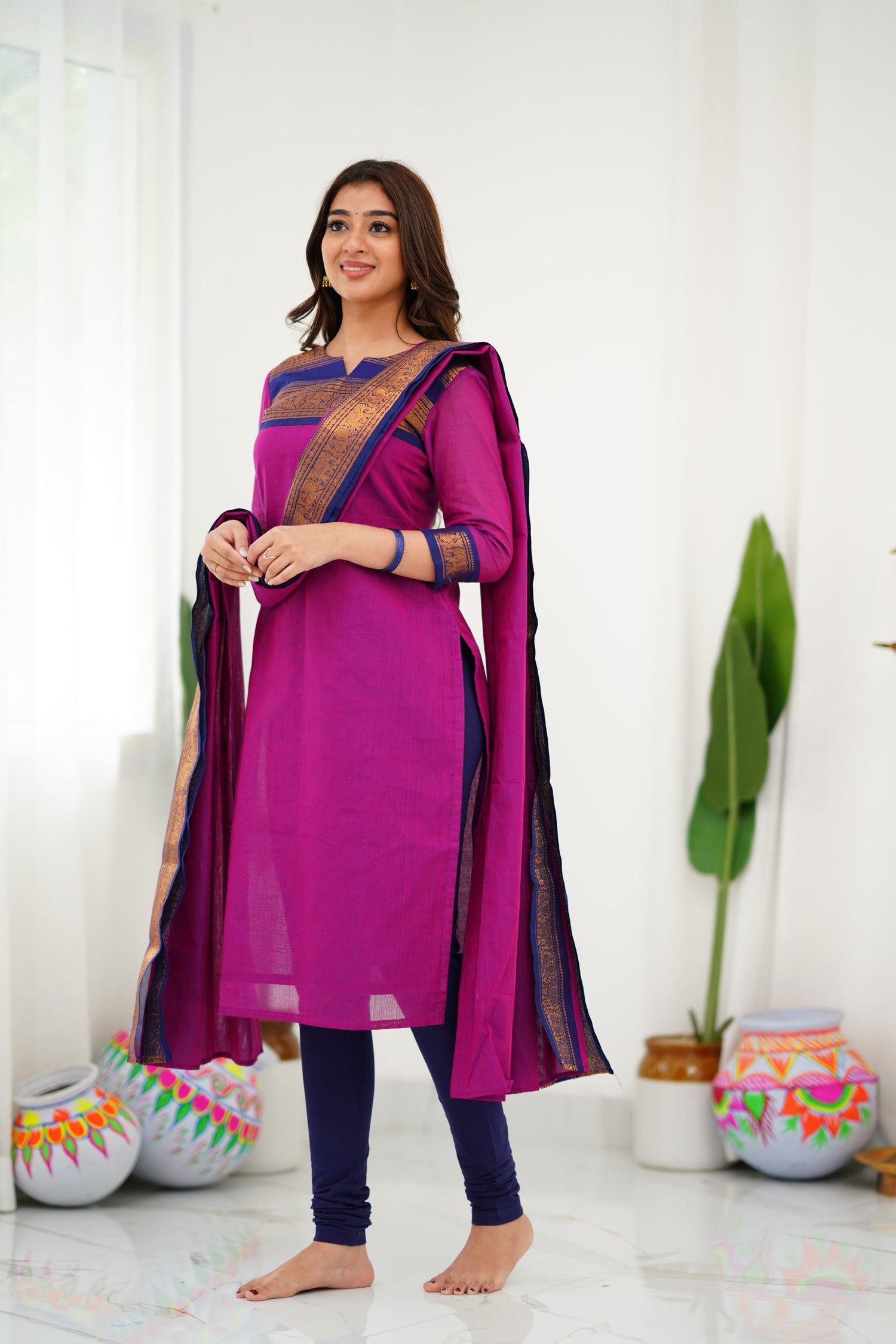 Meera Cotton Salwar - Pinkish Magenta