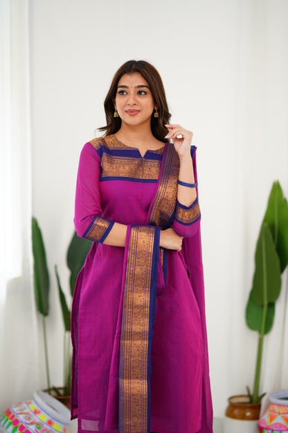 Meera Cotton Salwar - Pinkish Magenta