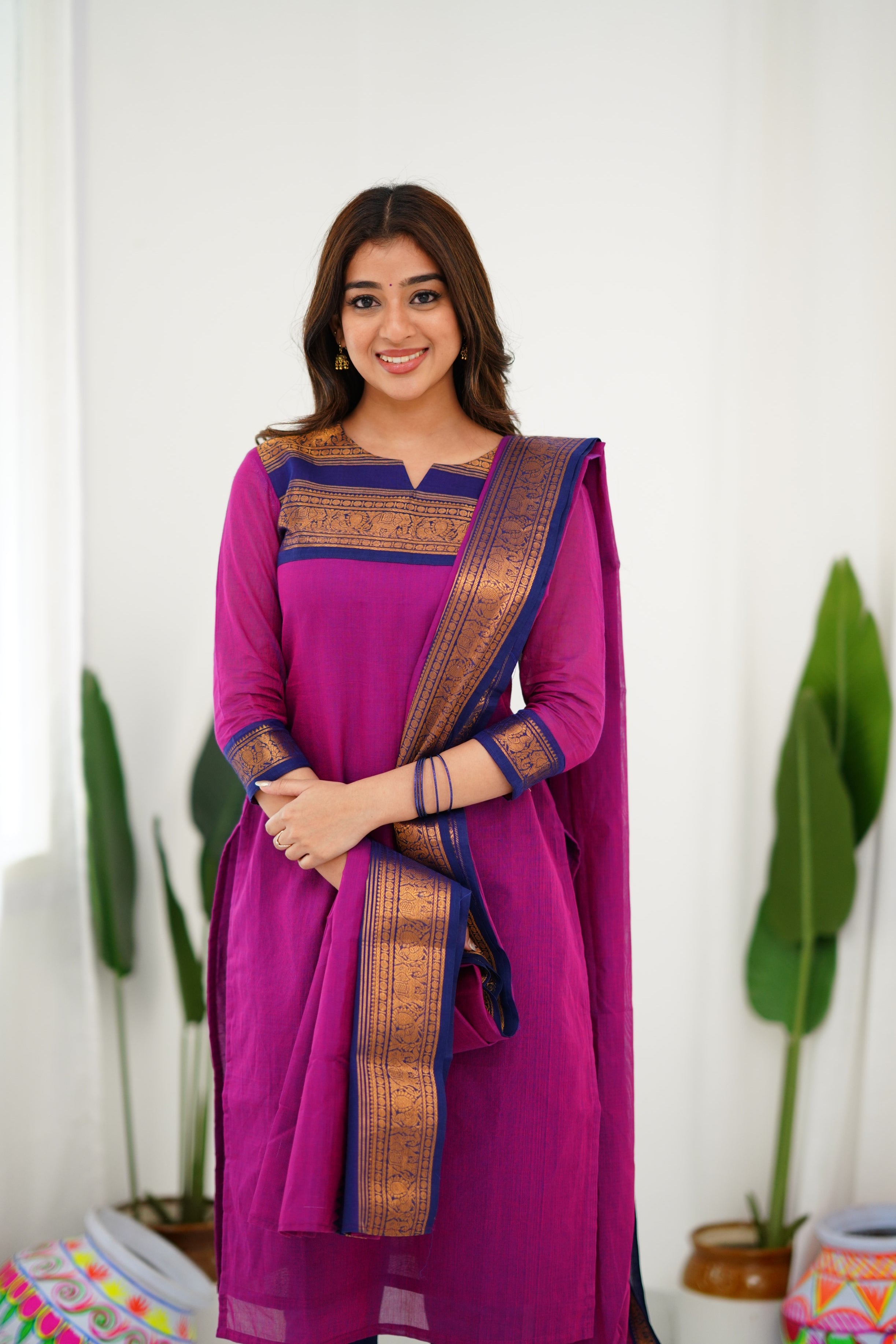 Meera Cotton Salwar - Pinkish Magenta