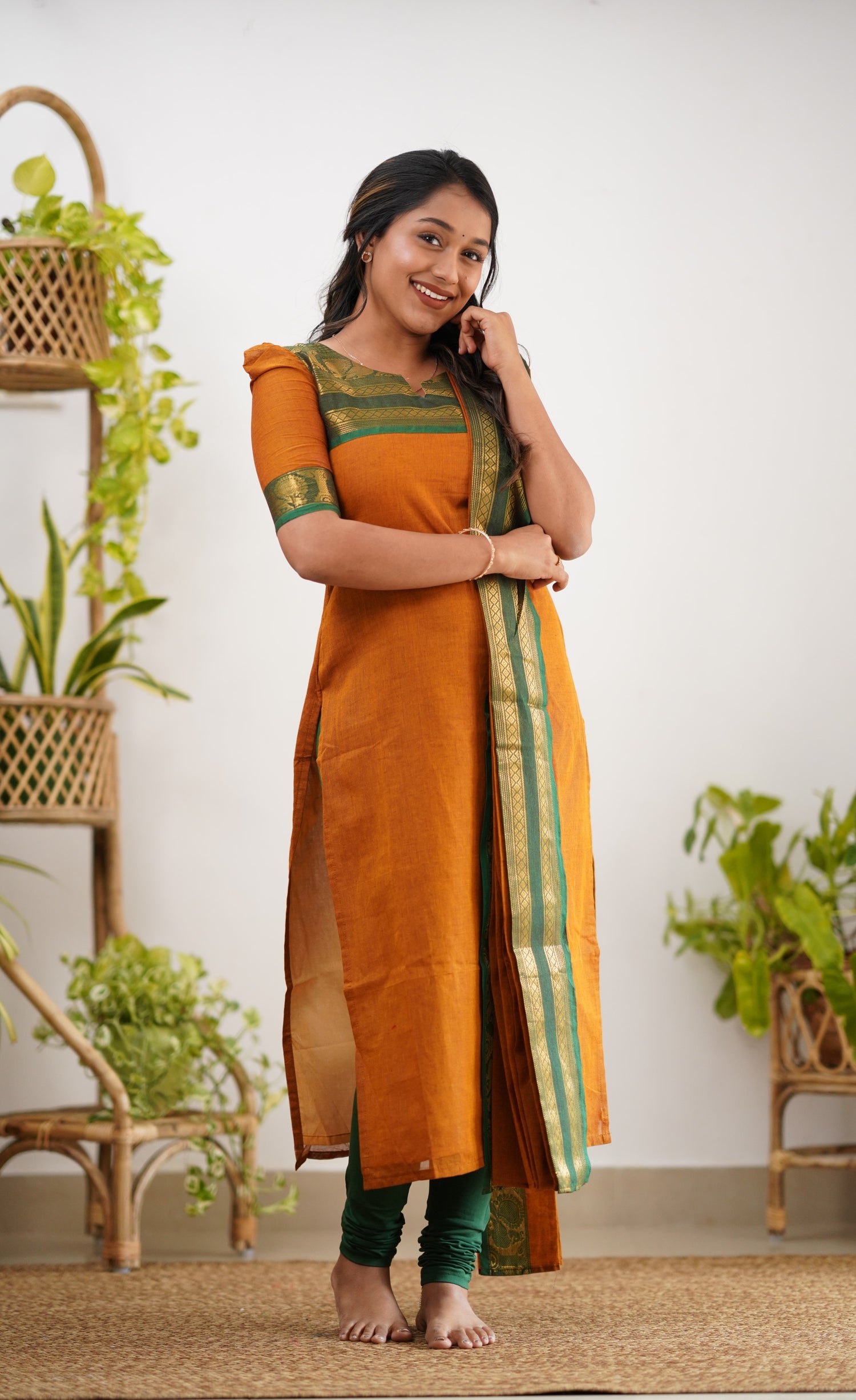 Meera Cotton Salwar - Orange