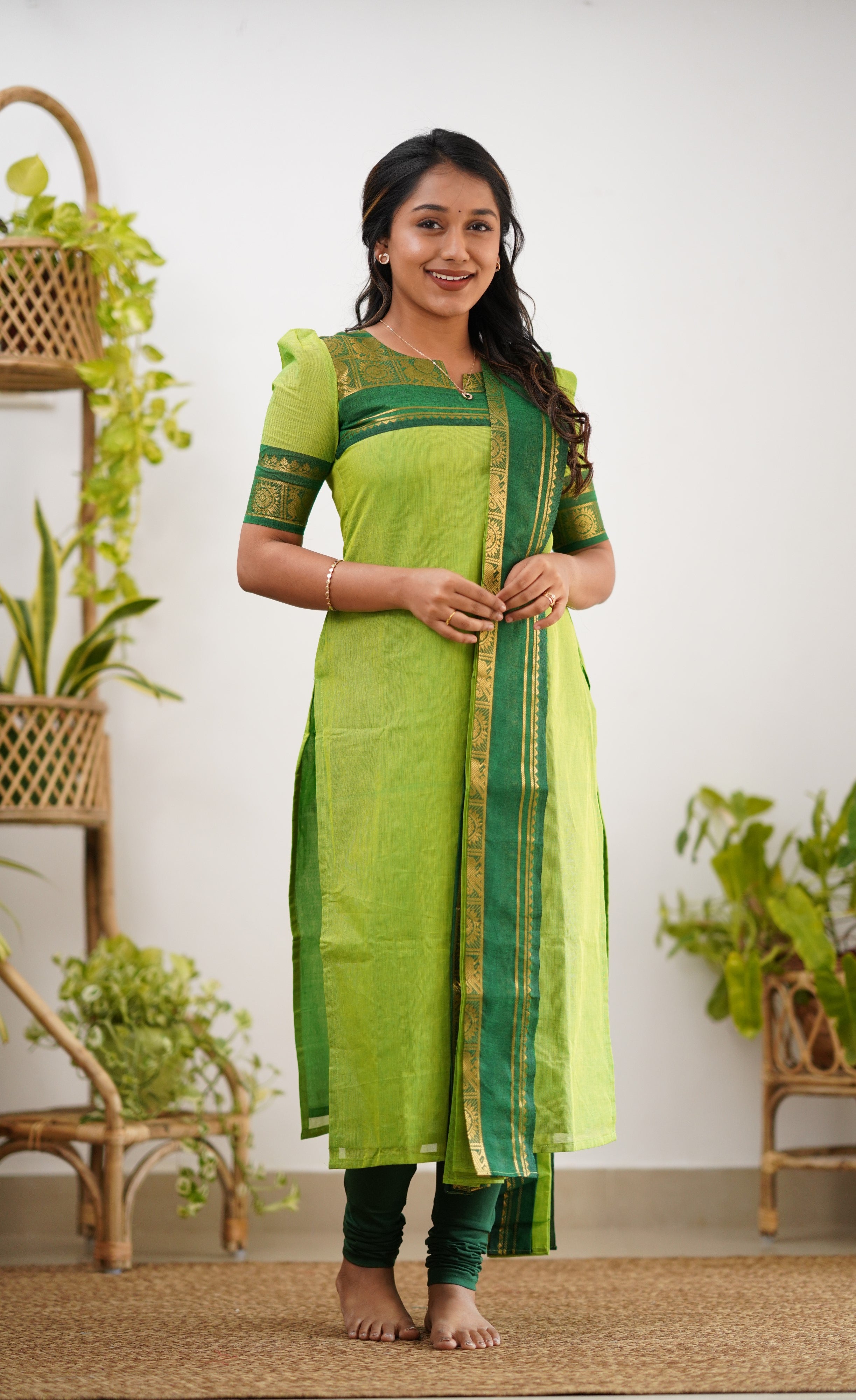 Meera Cotton Salwar - Light Green