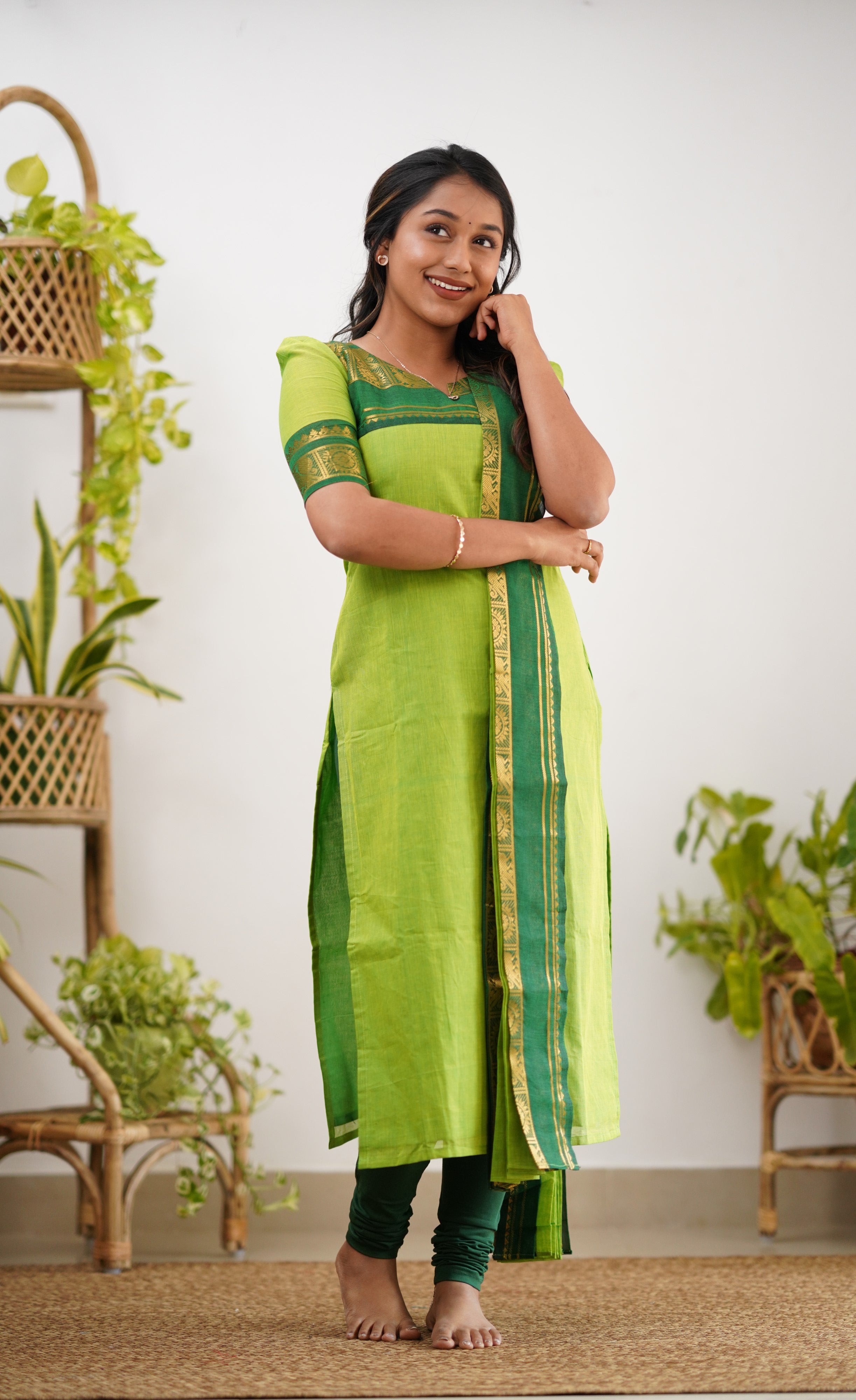 Meera Cotton Salwar - Light Green