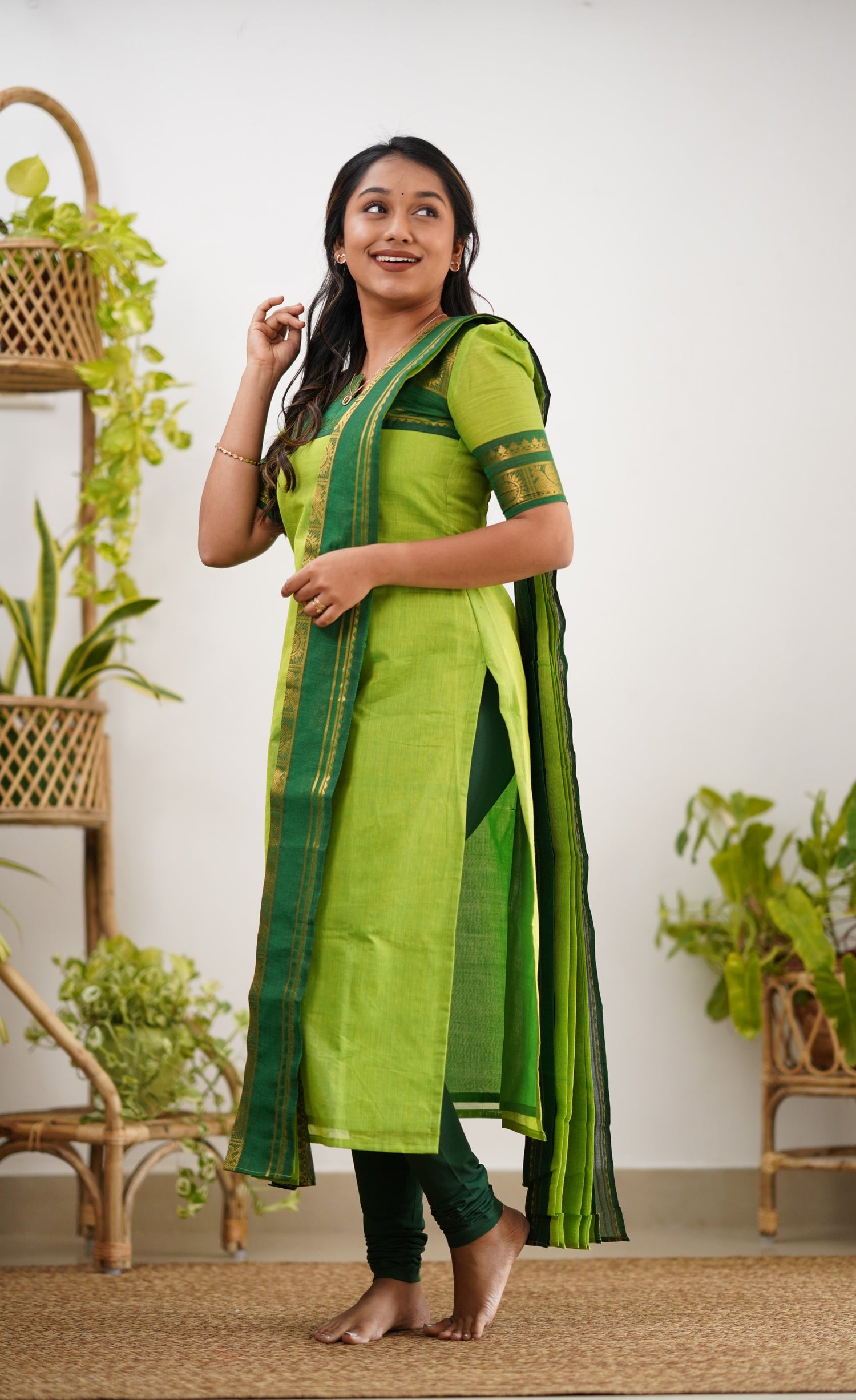 Meera Cotton Salwar - Light Green