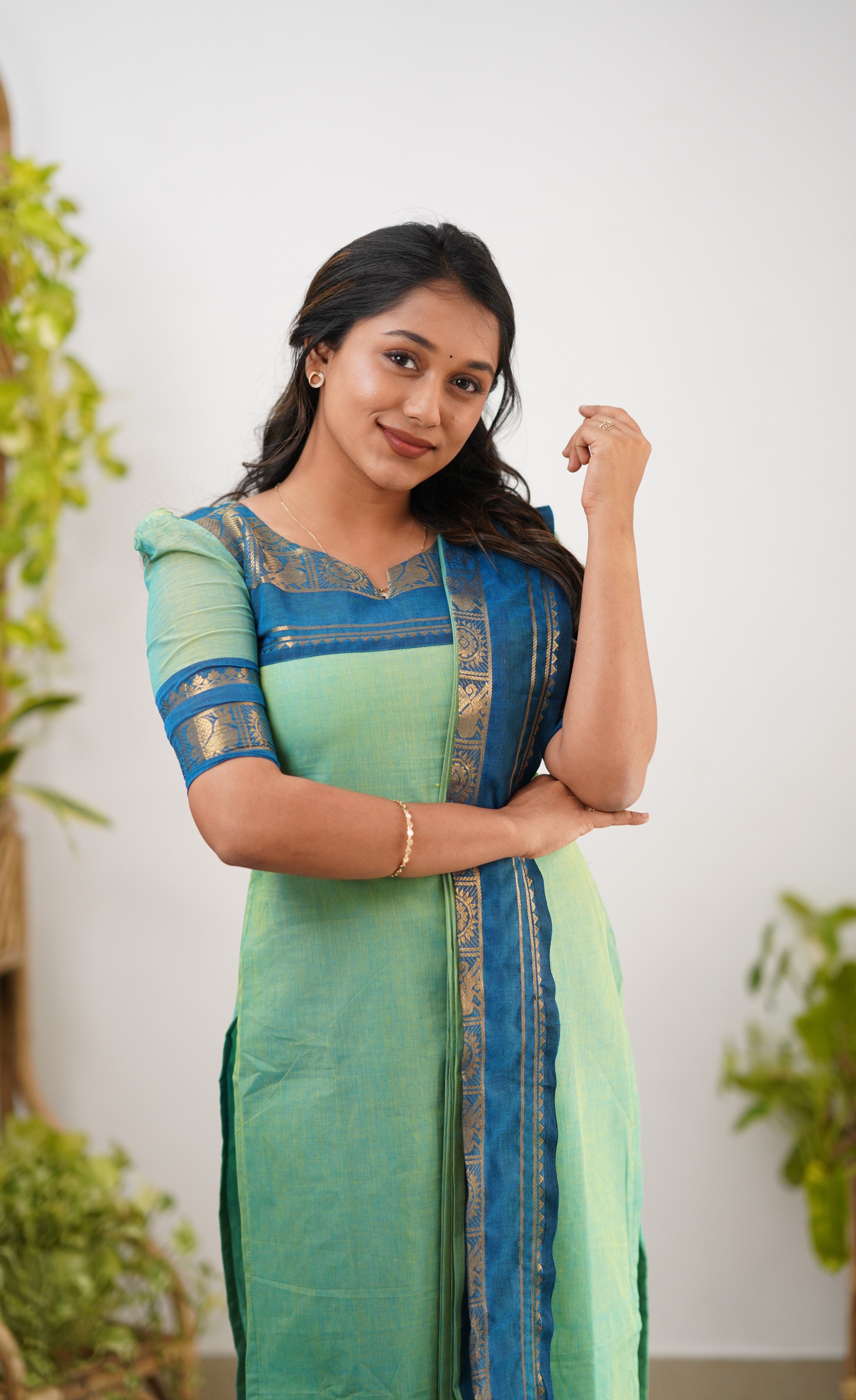 Meera Cotton Salwar - Sea Green