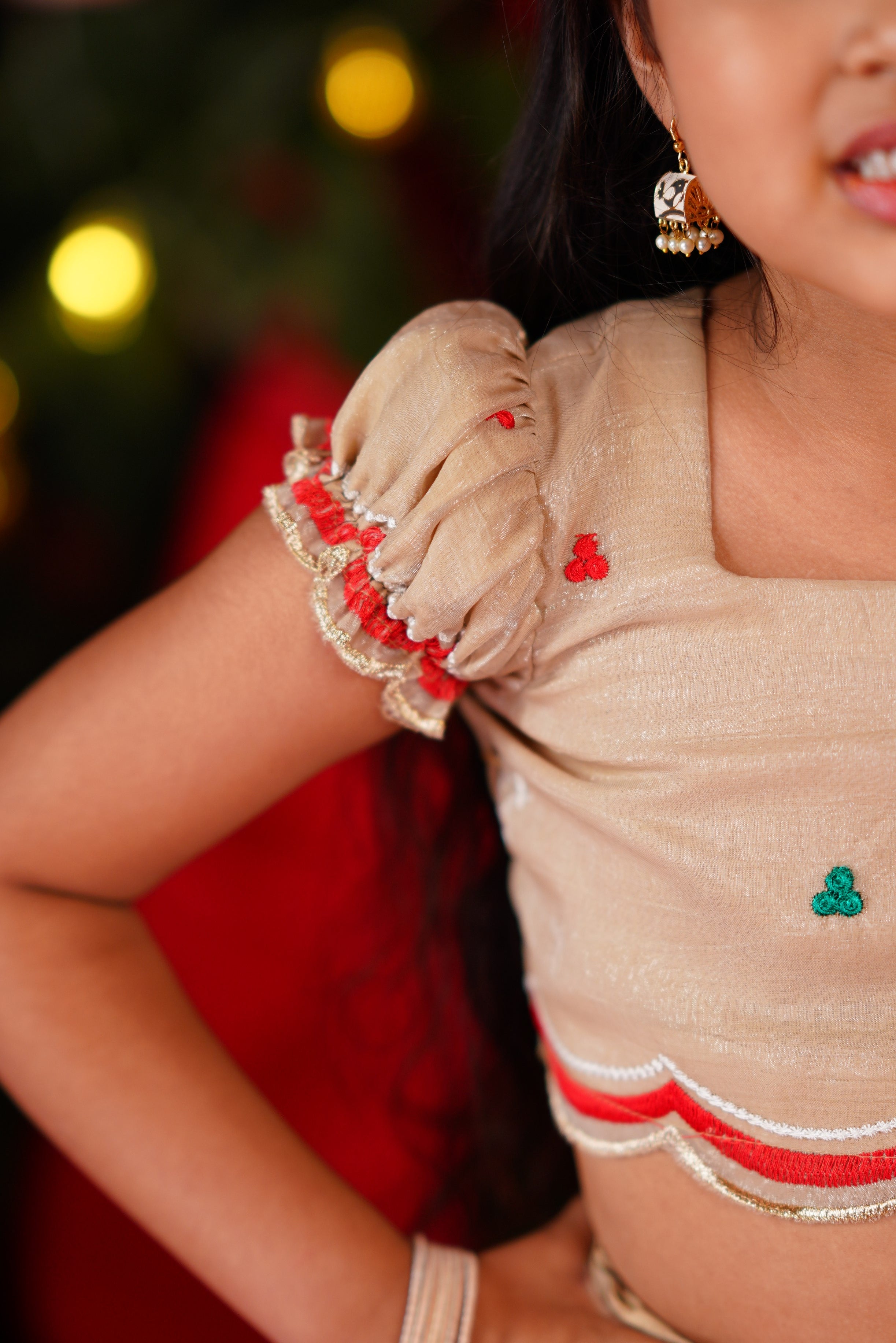 Christmas Croptop &amp; Skirt - Light Cream