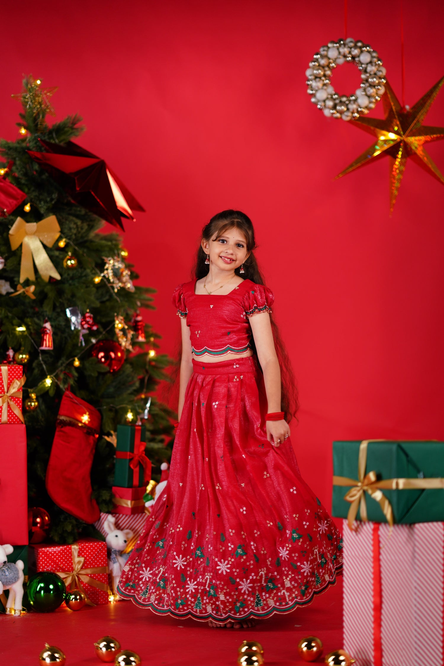 Christmas Croptop &amp; Skirt - Red