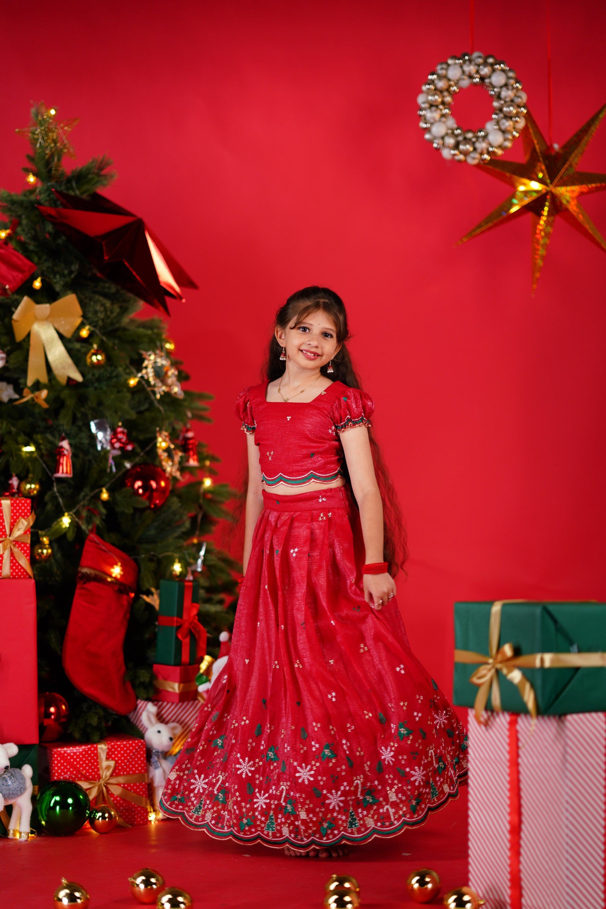 Christmas Croptop &amp; Skirt - Red